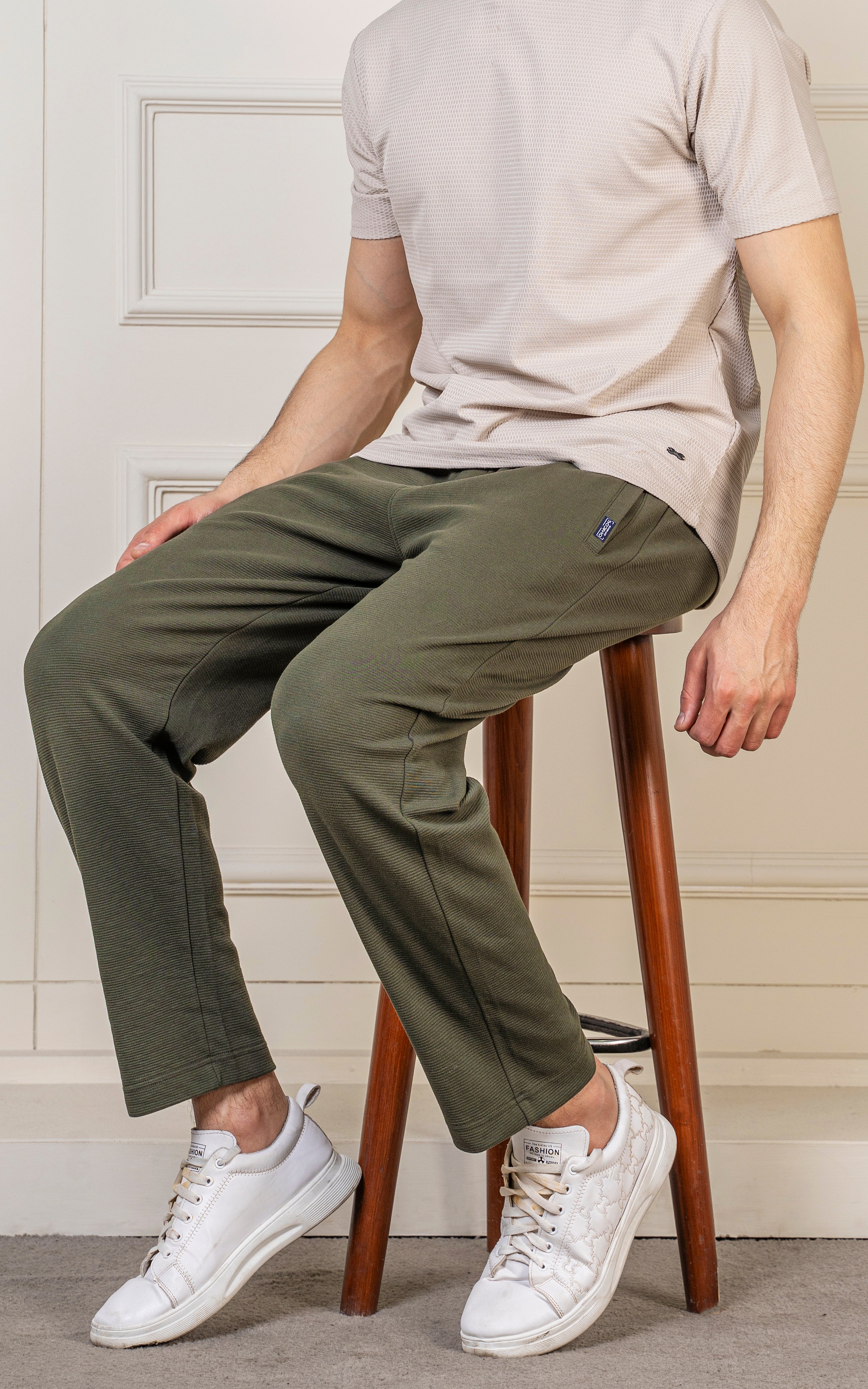 LOOSE FIT OTTOMAN JOGGER TROUSER OLIVE - Image 5