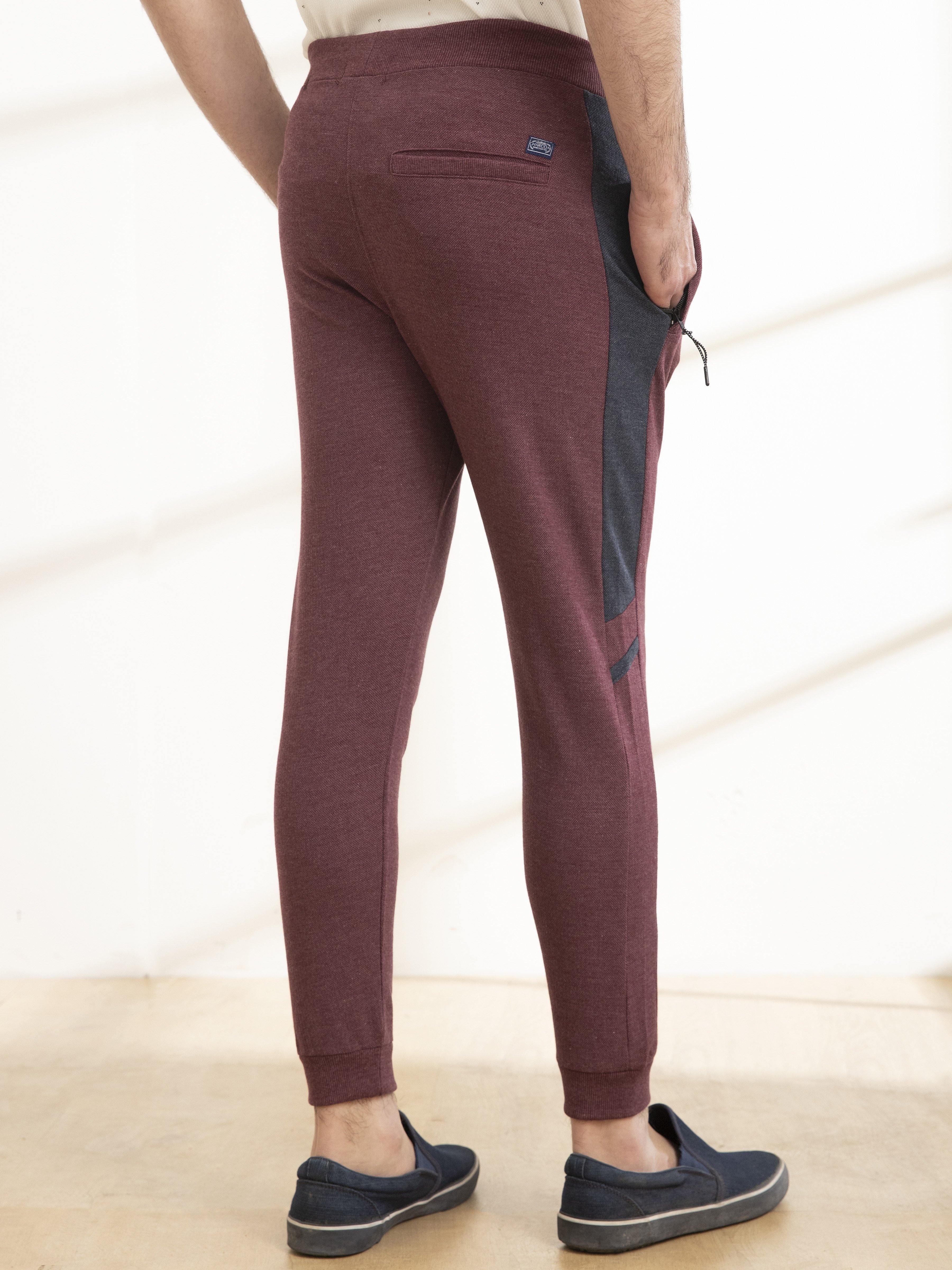 CASUAL TROUSER PIQUE TERRY MAROON MELANGE - Image 3