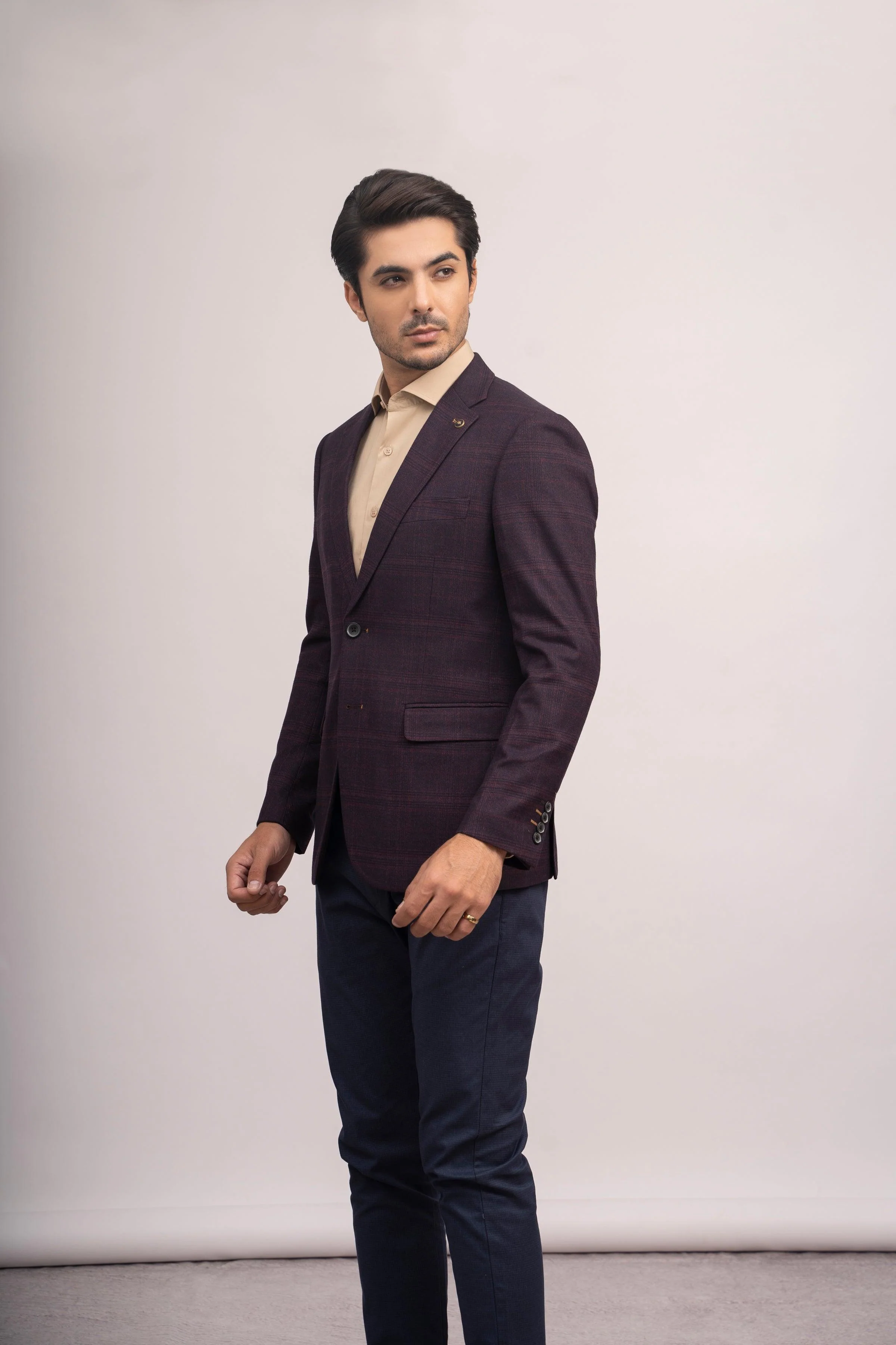 COAT SLIM FIT MAROON BLACK - Image 2