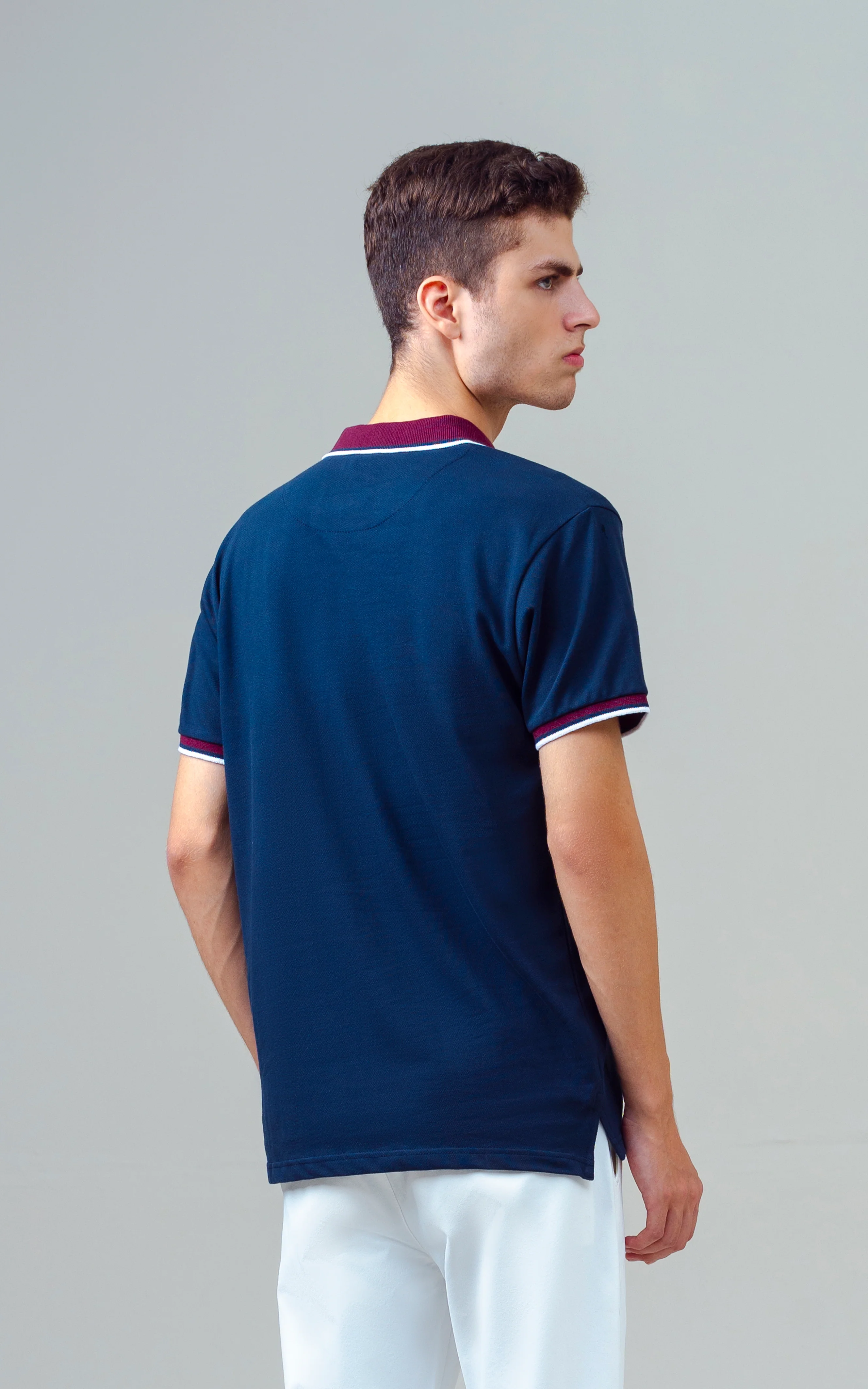 CONTRAST TIPPING COLLAR POLO SHIRT NAVY - Image 6
