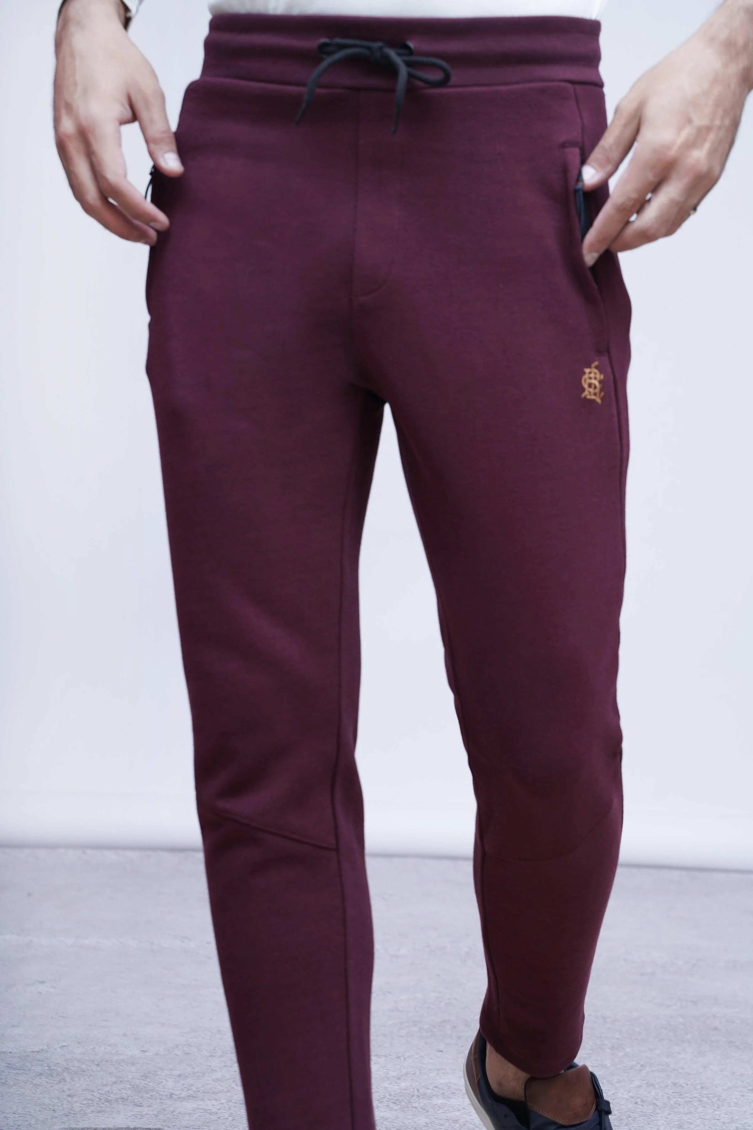 JUMBO PIQUE TROUSER BLACK MAROON - Image 4