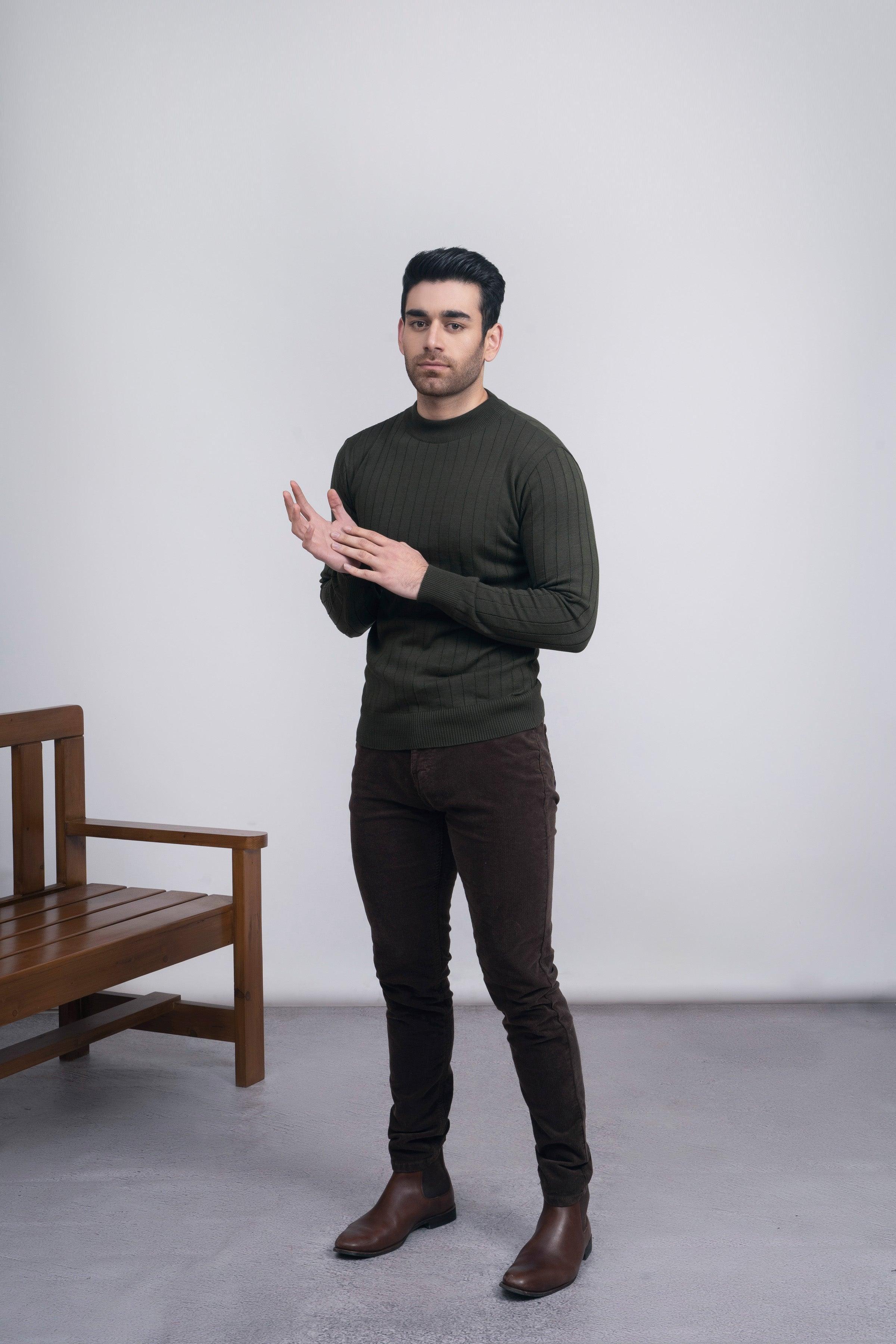 MOCK NECK SWEATER F/S OLIVE - Image 2