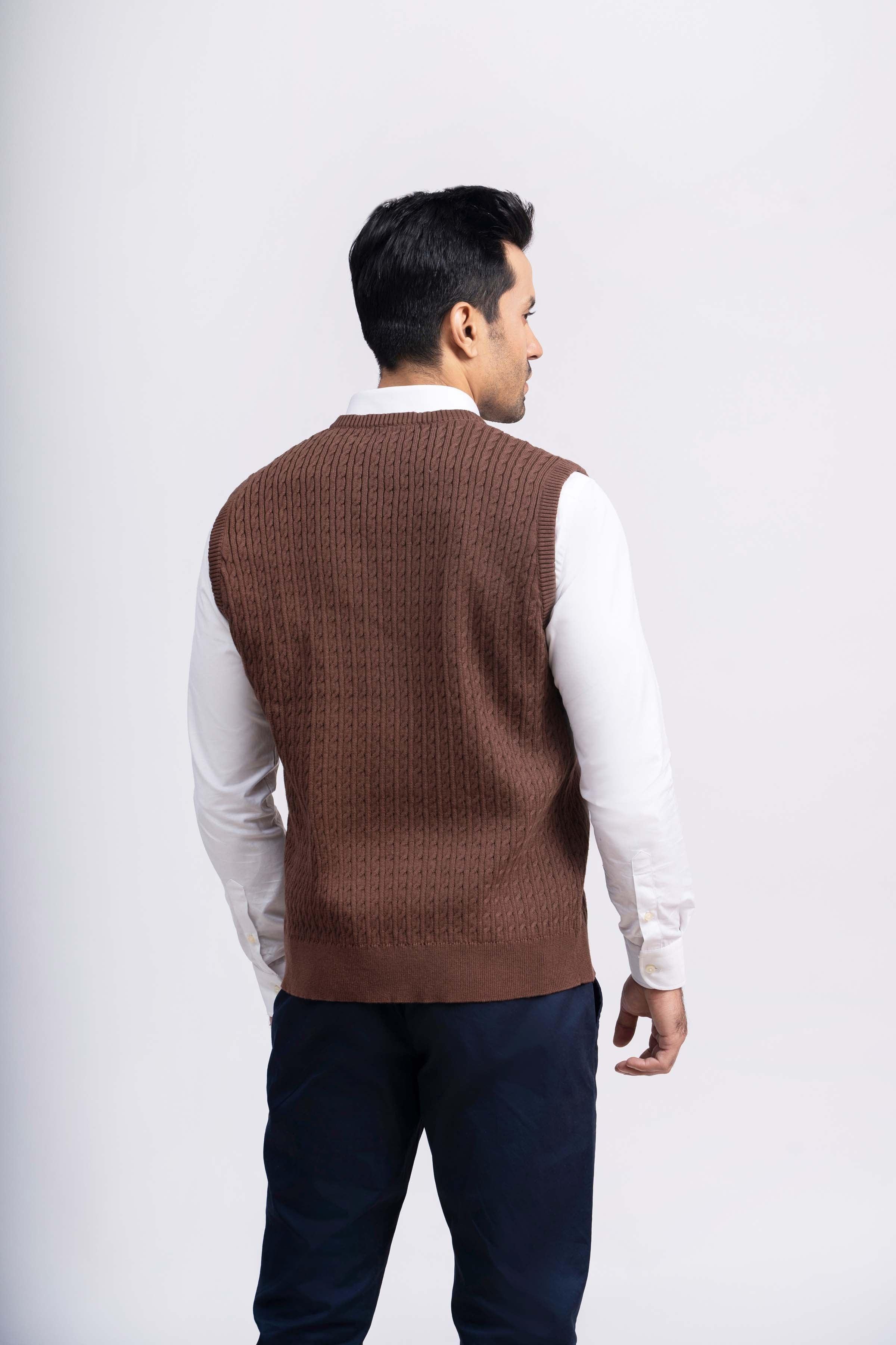 SWEATER CABLE TIPPING SLEEVES LESS BROWN - Image 3