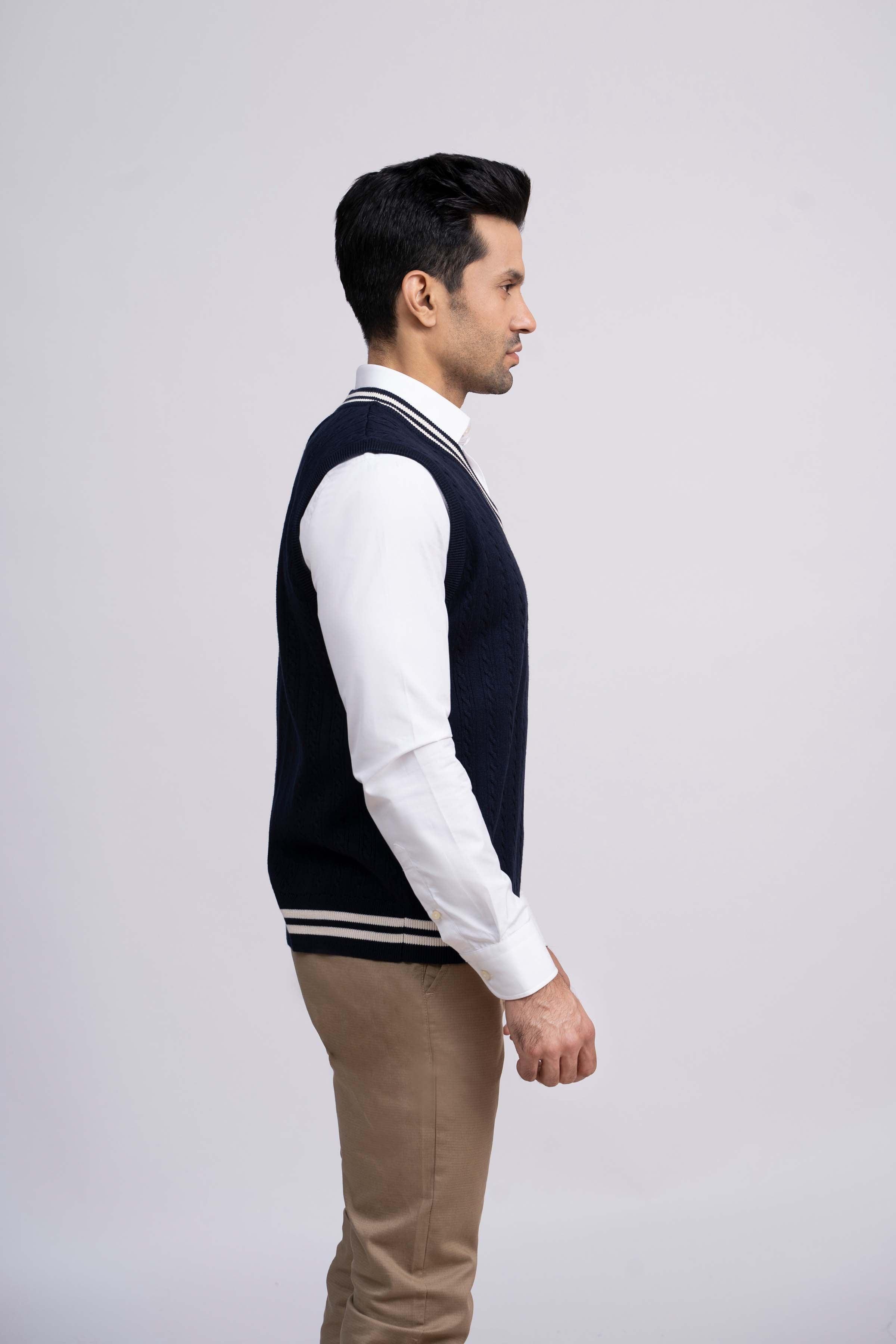 SWEATER CABLE TIPPING SLEEVES LESS NAVY - Image 2