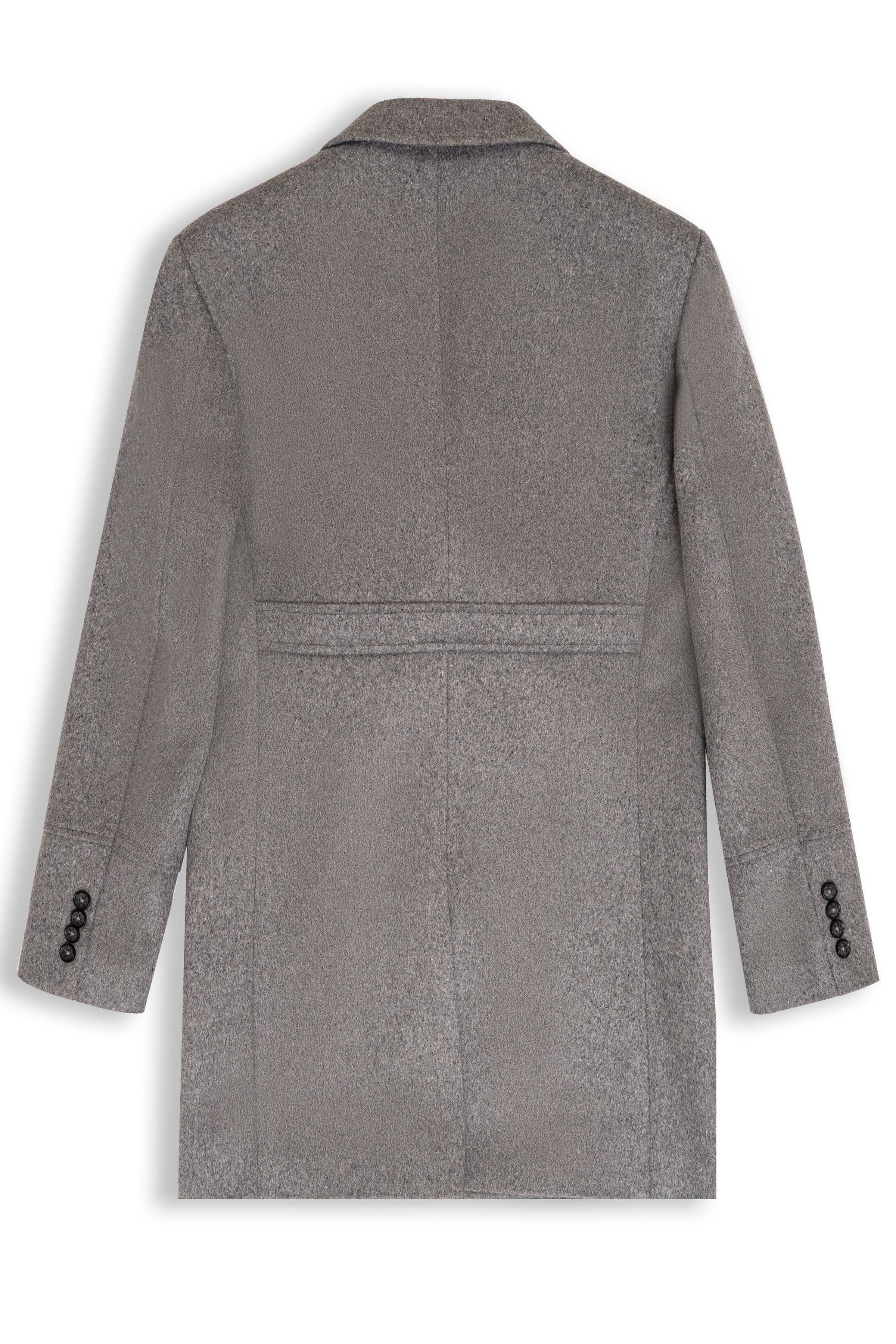 WOOLEN LONG COAT DOUBLE BREASTED LIGHT DARK GREY - Image 2