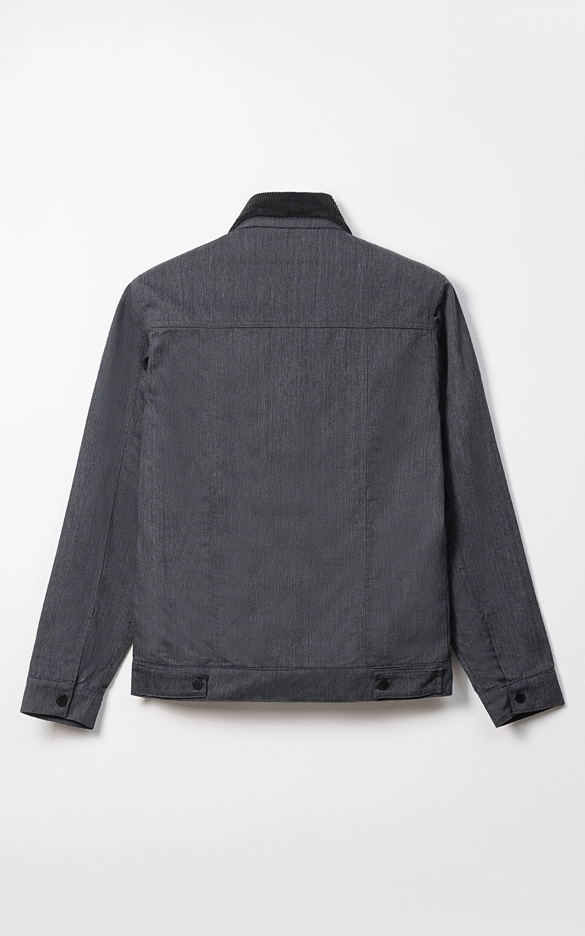 CORDUROY COLLAR FULL SLEEVE JACKET BLACK - Image 3