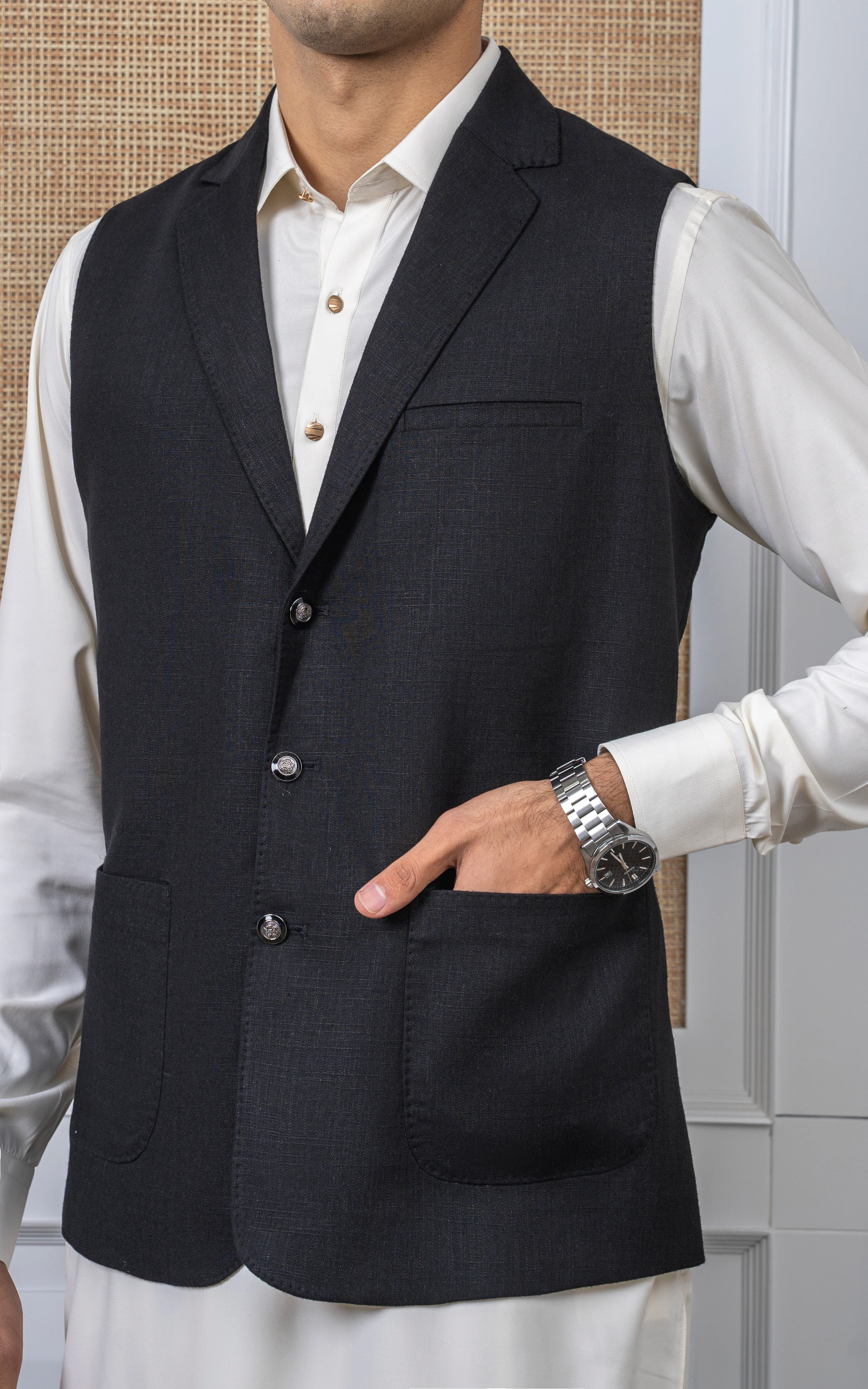 COTTON LINEN W/C -EXCLUSIVE COLLECTION BLACK