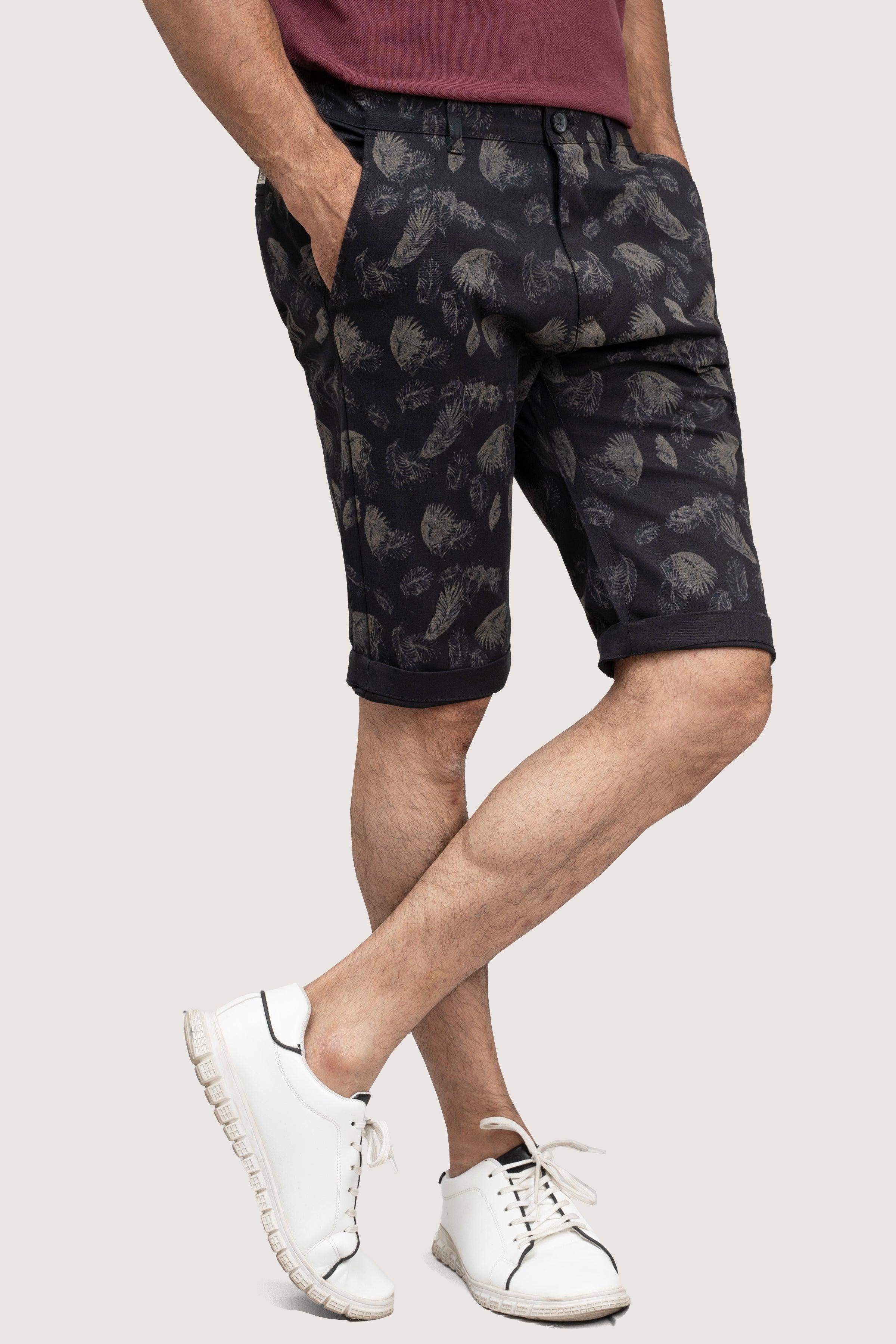 CROSS POCEKT PRINTED REGULAR FIT SHORTS BLACK - Image 5