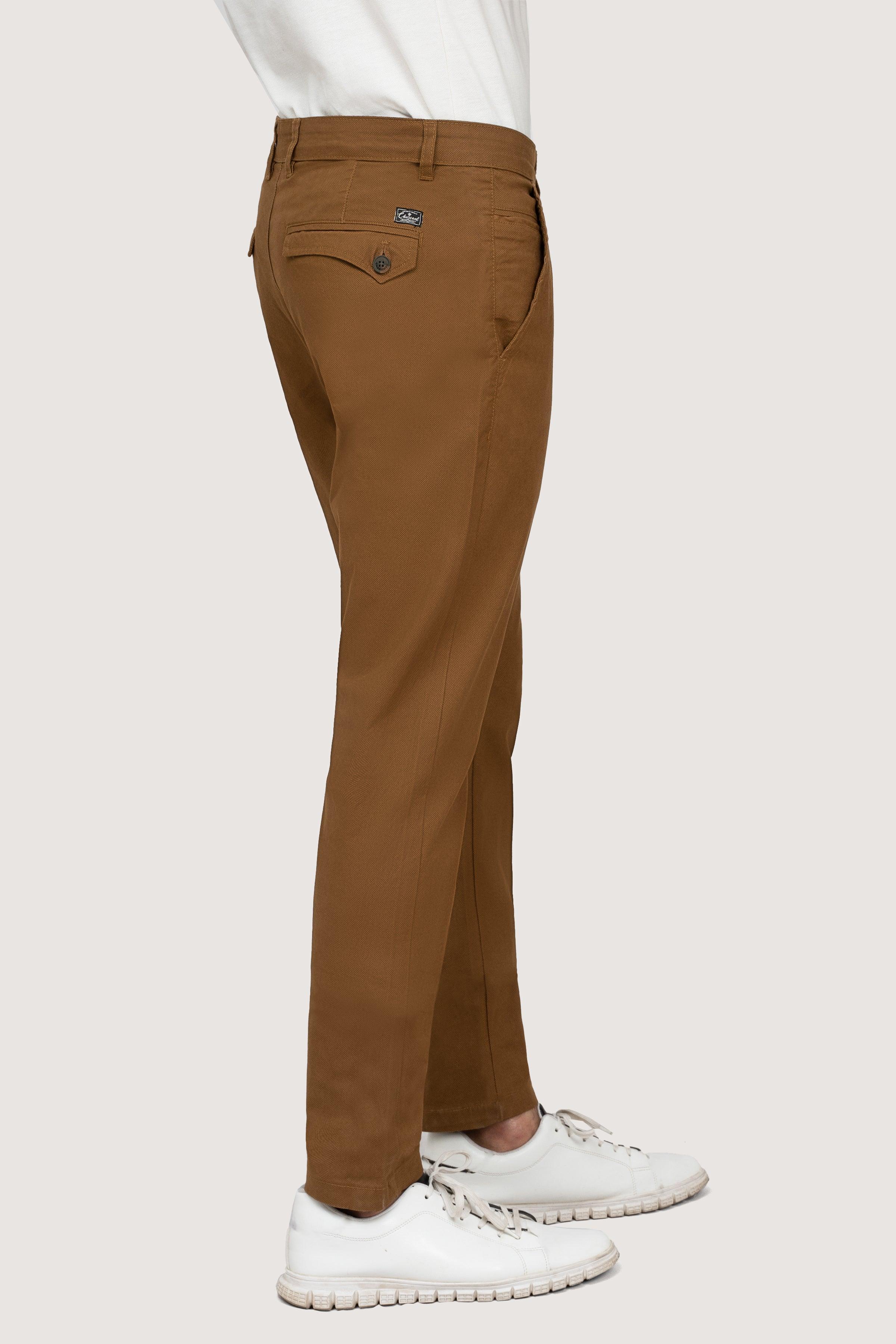 CROSS POCKET PRINTED SLIMFIT CAMEL PANT - Image 3
