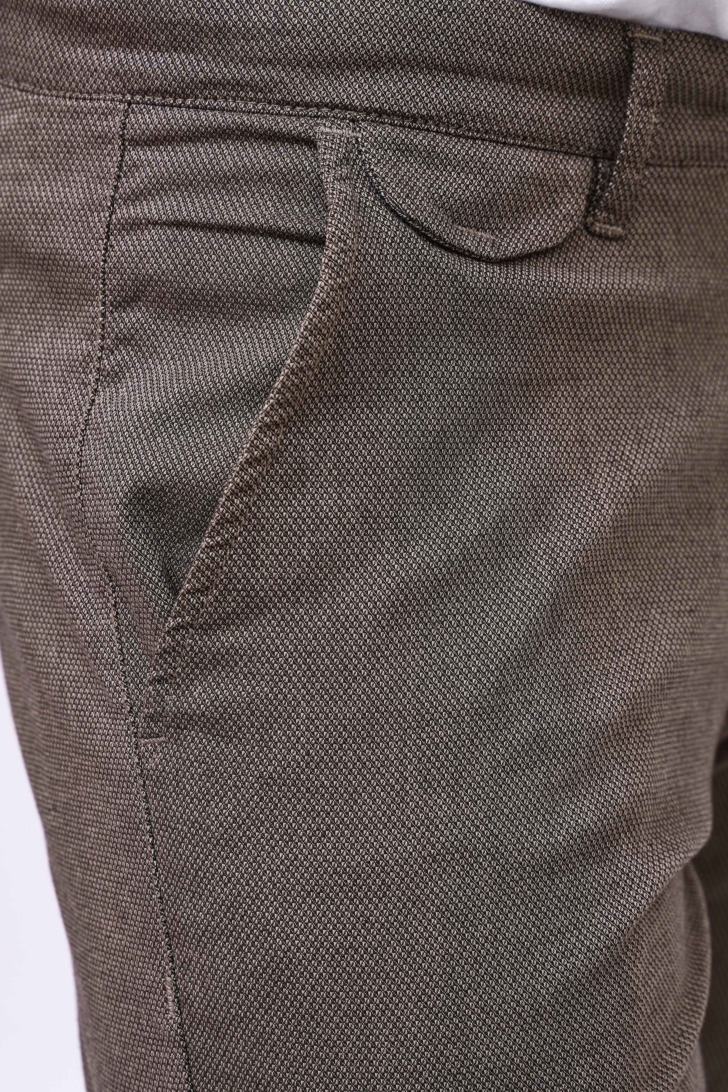 CROSS POCKET SELF TEXTURED PANT BROWN KHAKI TEXTURED - Image 5