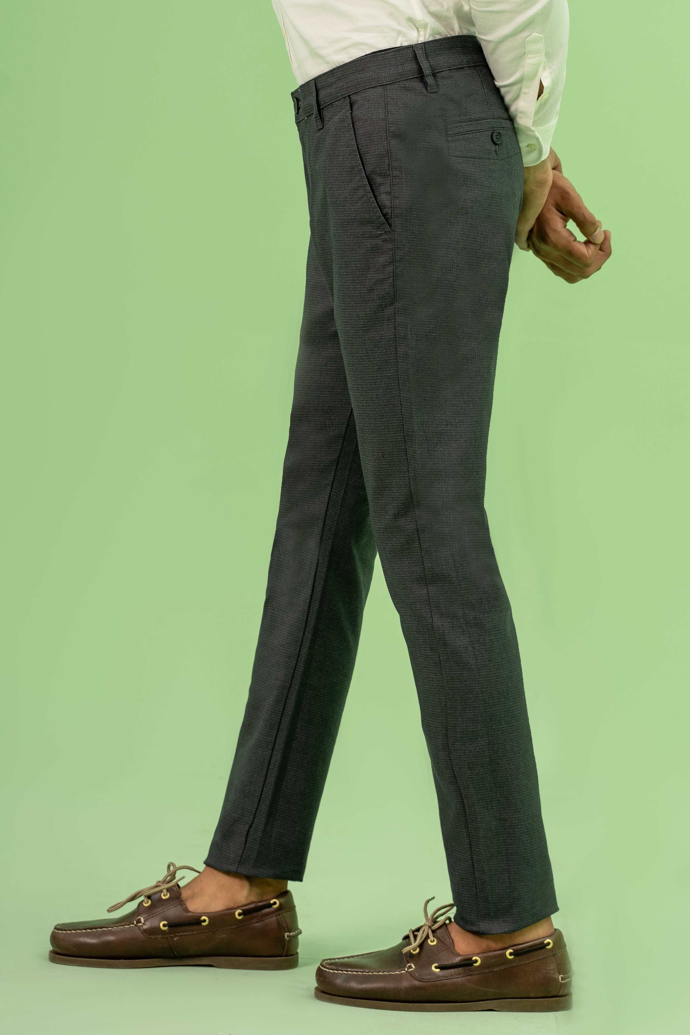 CROSS POCKET SELF TEXTURED PANT CHARCOAL