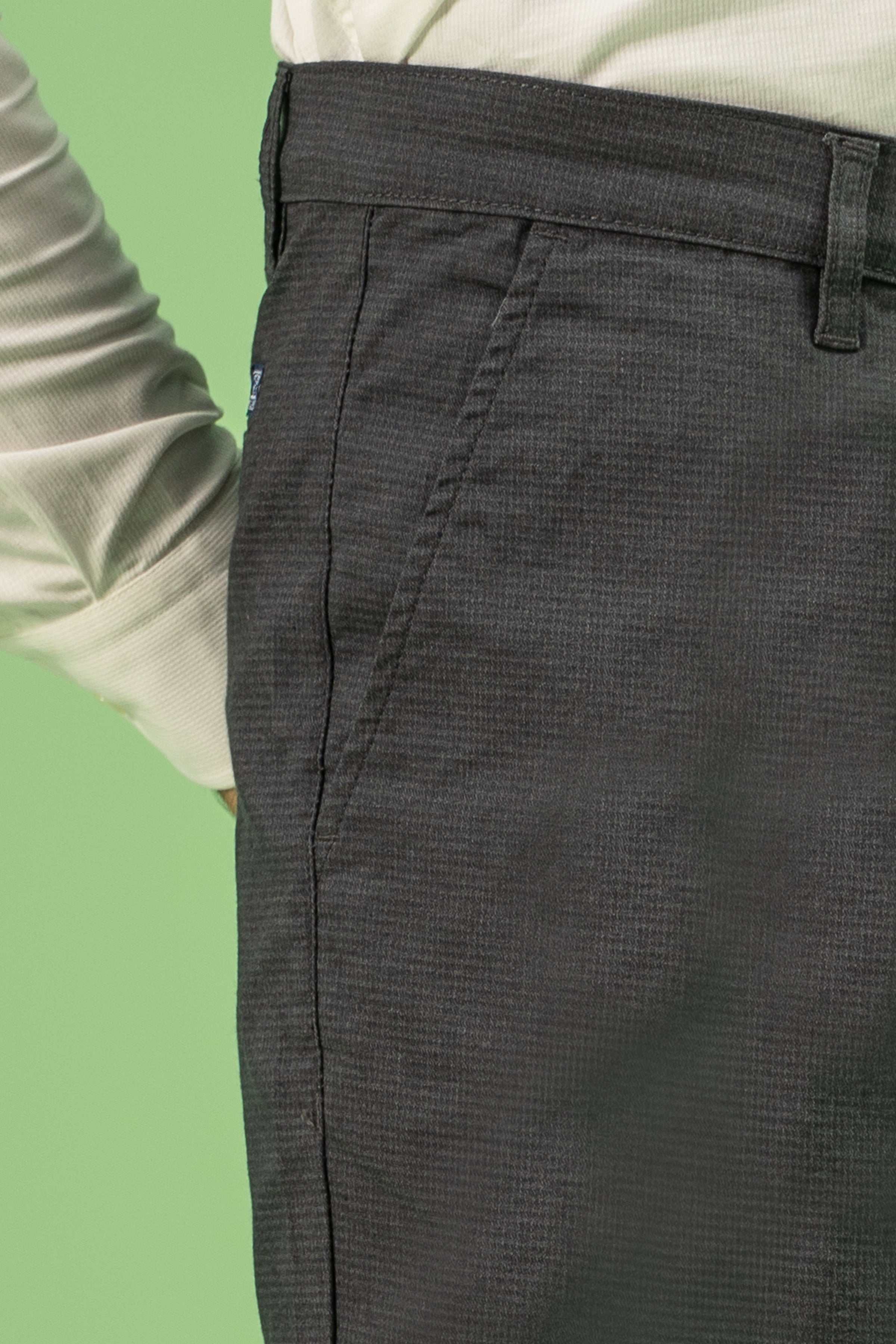 CROSS POCKET SELF TEXTURED PANT CHARCOAL - Image 4