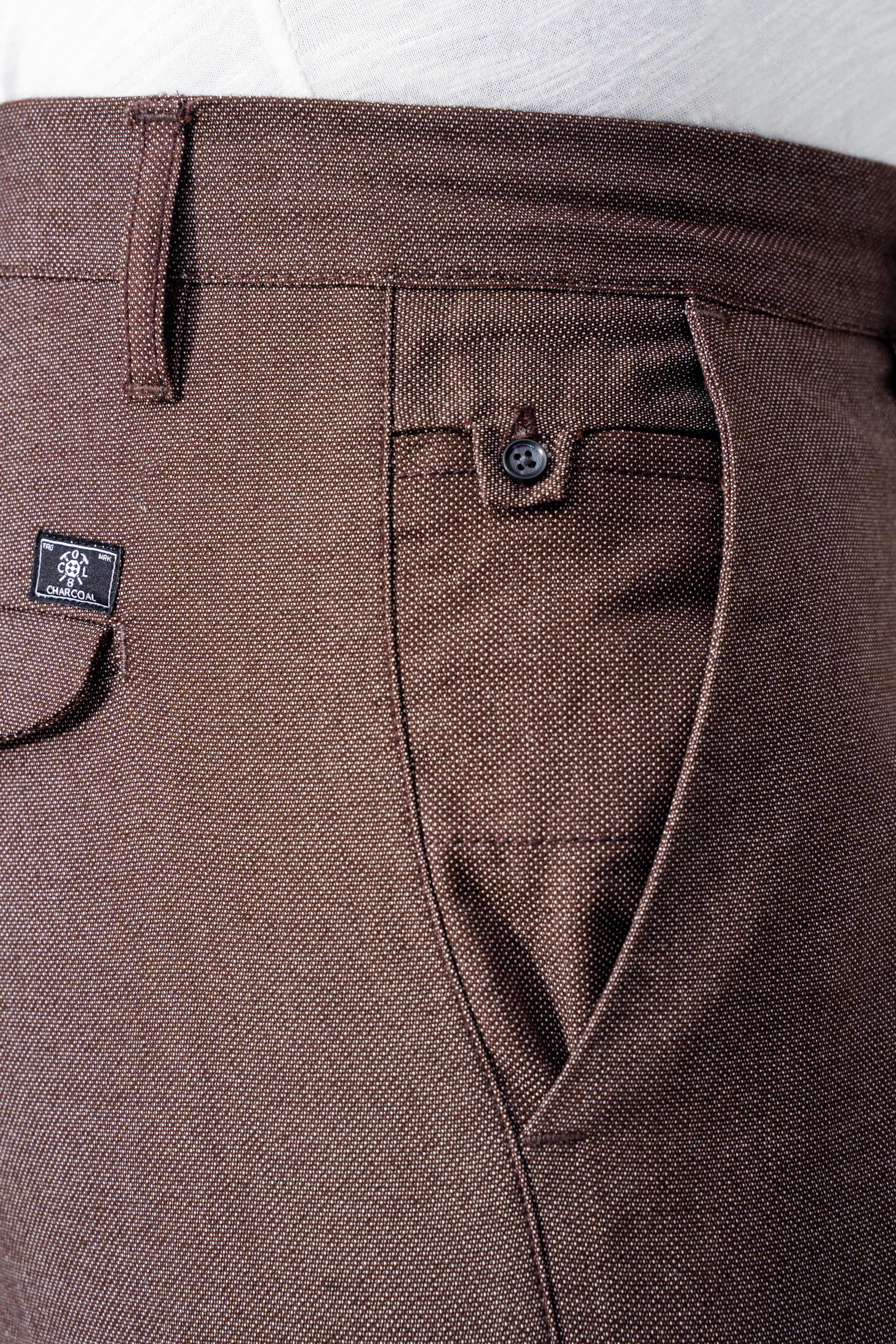 CROSS POCKET TEXTURED PANT BROWN - Image 2