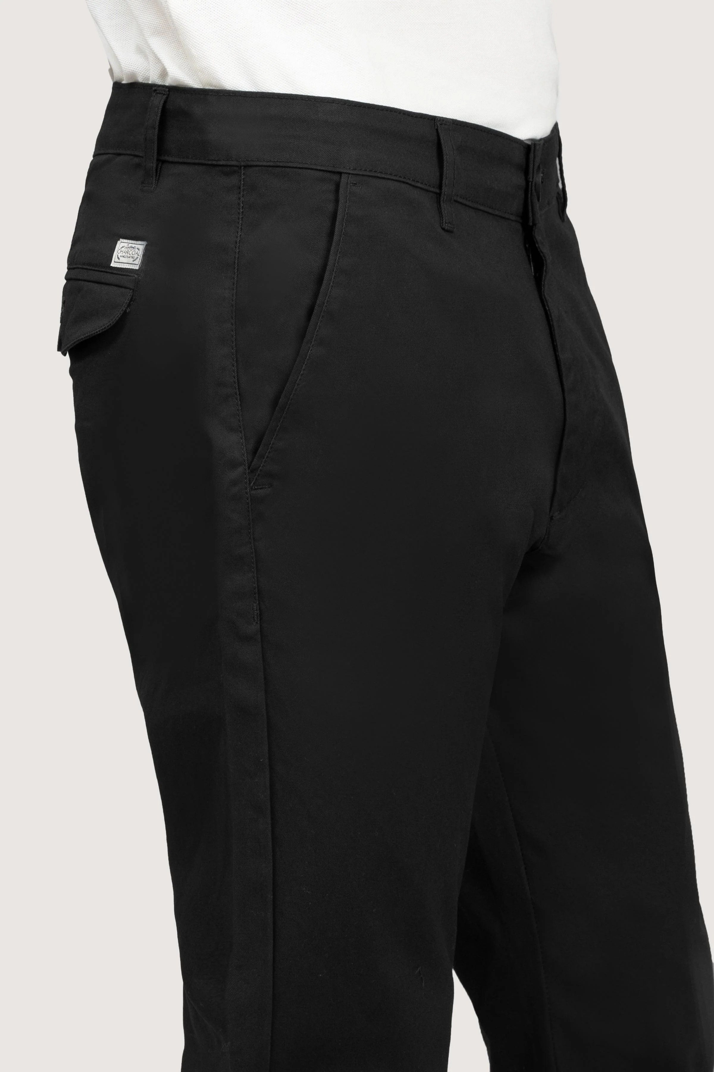 CROSS POCKET TWILL SLIMFIT BLACK PANT - Image 3