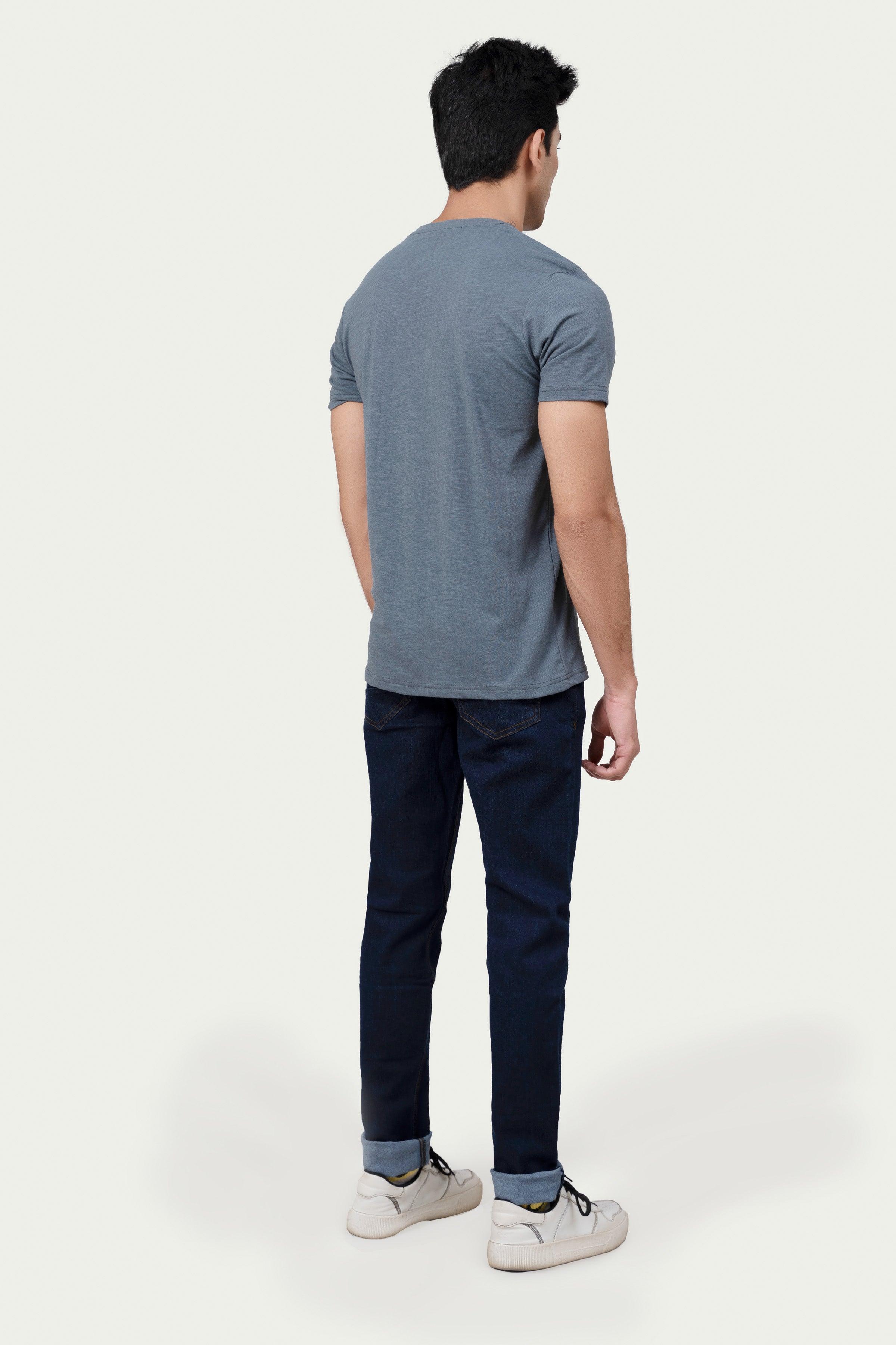 CUT & SEW PANEL T-SHIRT GREY - Image 4
