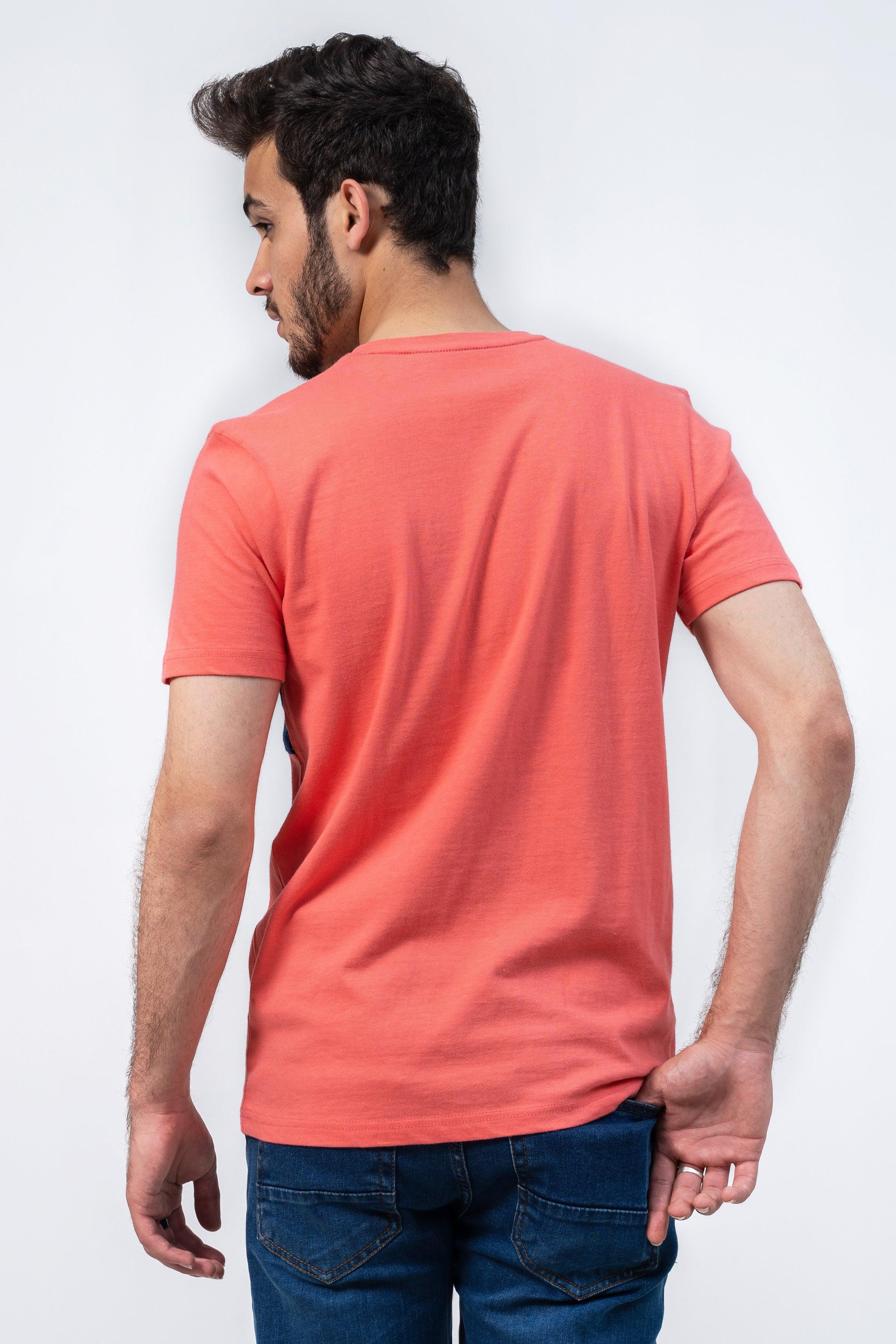 CUT & SEW T SHIRT CORAL PINK - Image 4