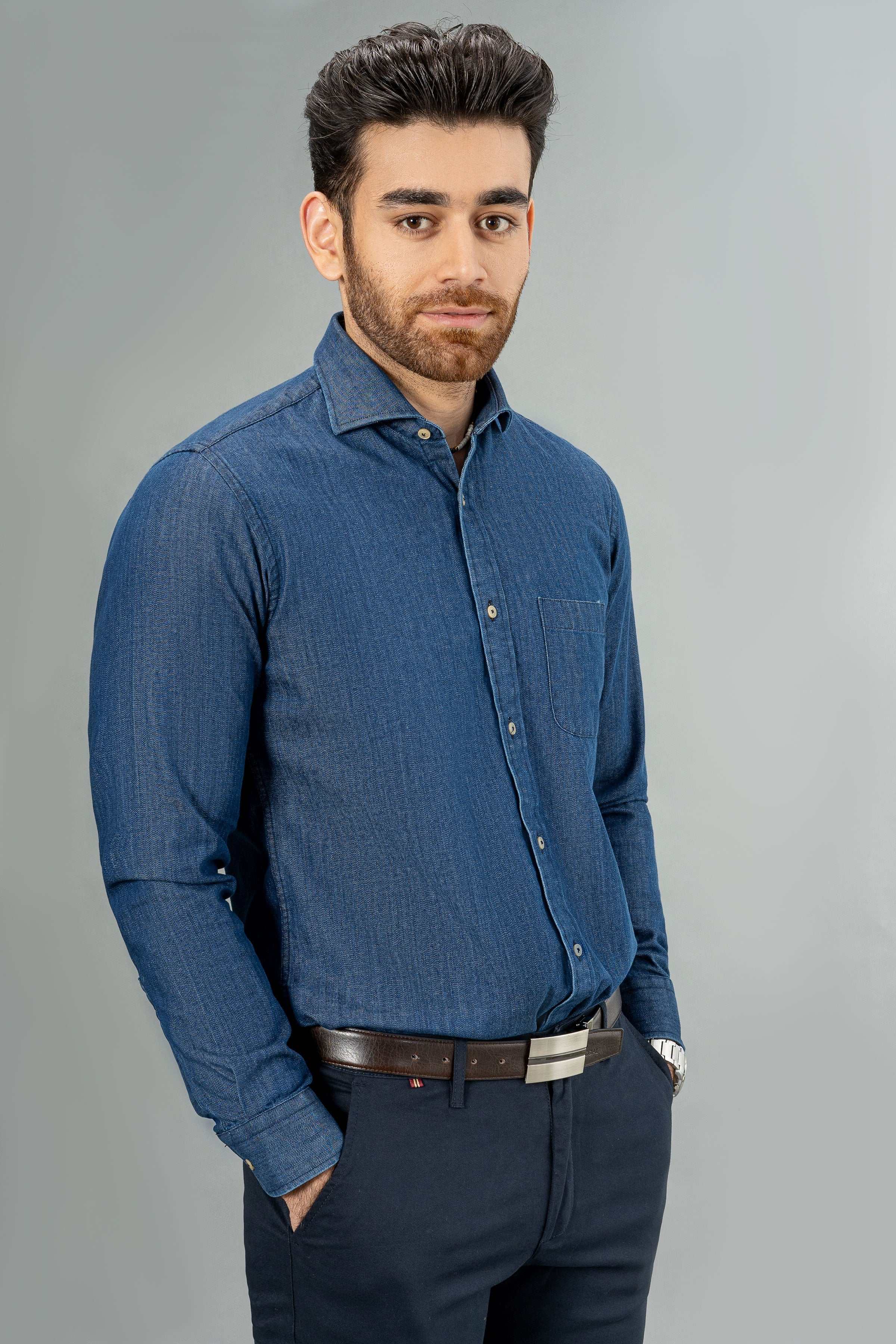 DENIM SHIRT DARK BLUE - Image 4