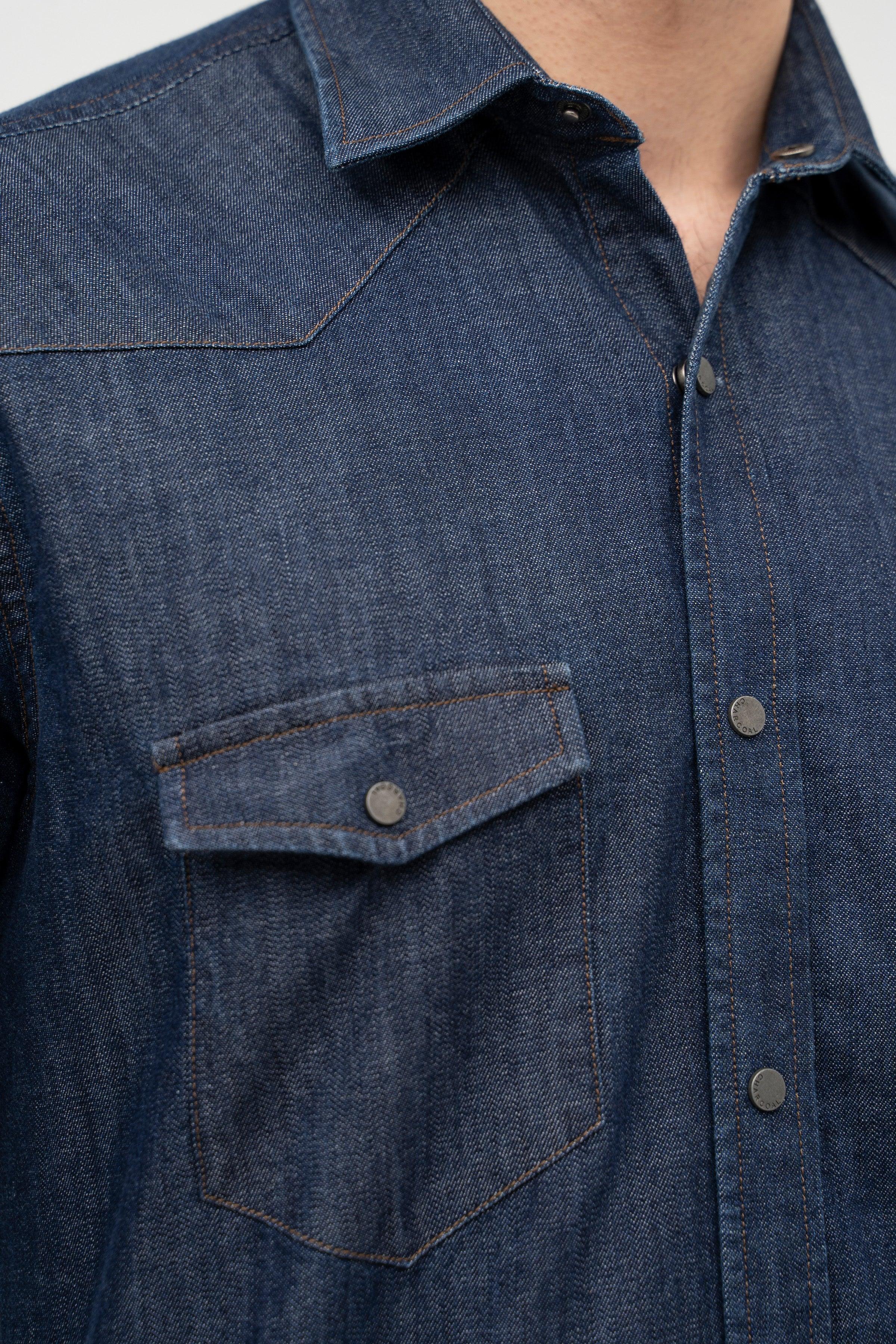DENIM SHIRT DARK BLUE - Image 5