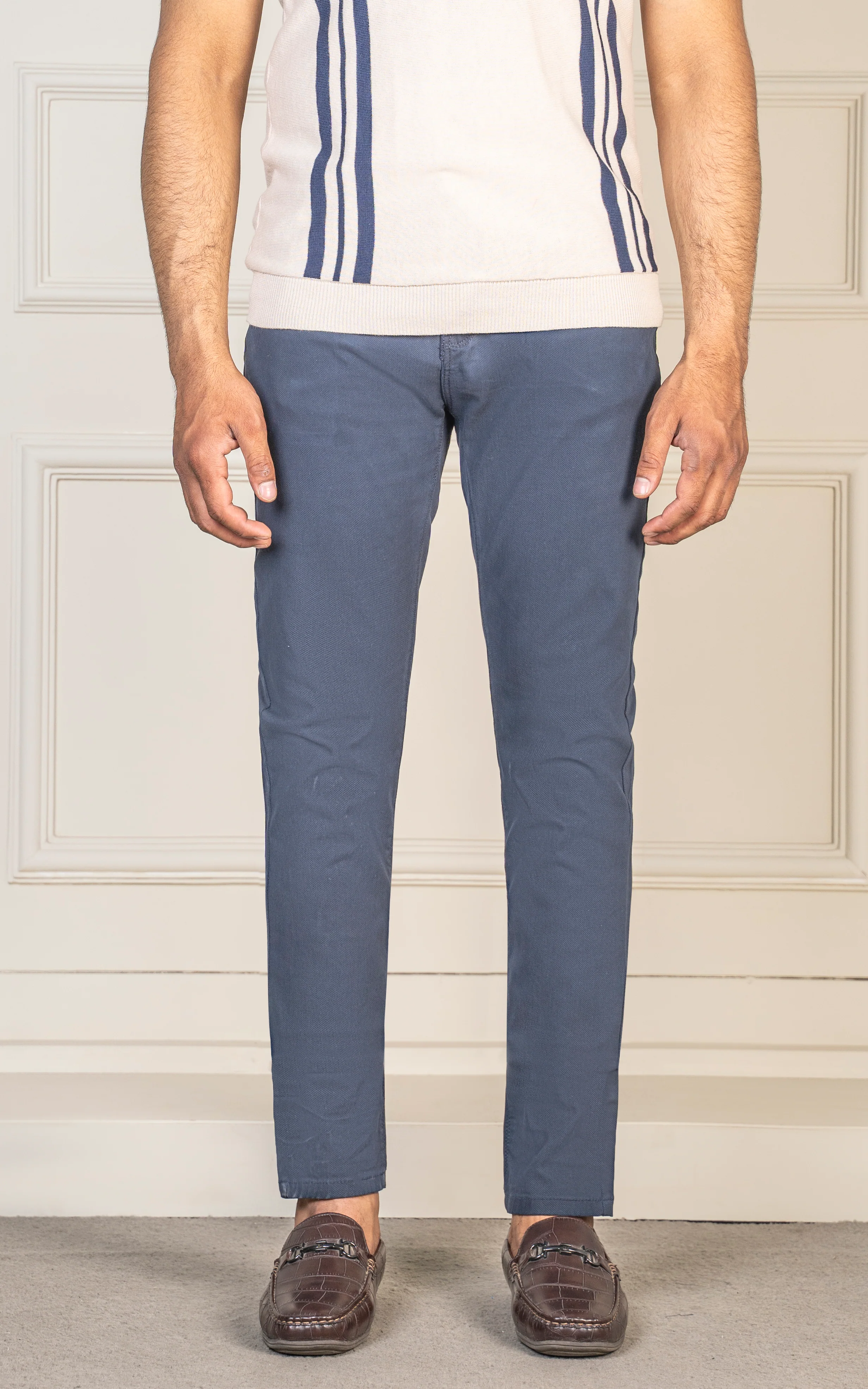 DOBBY 5 POCKET SLIM FIT PANT GREY - Image 2