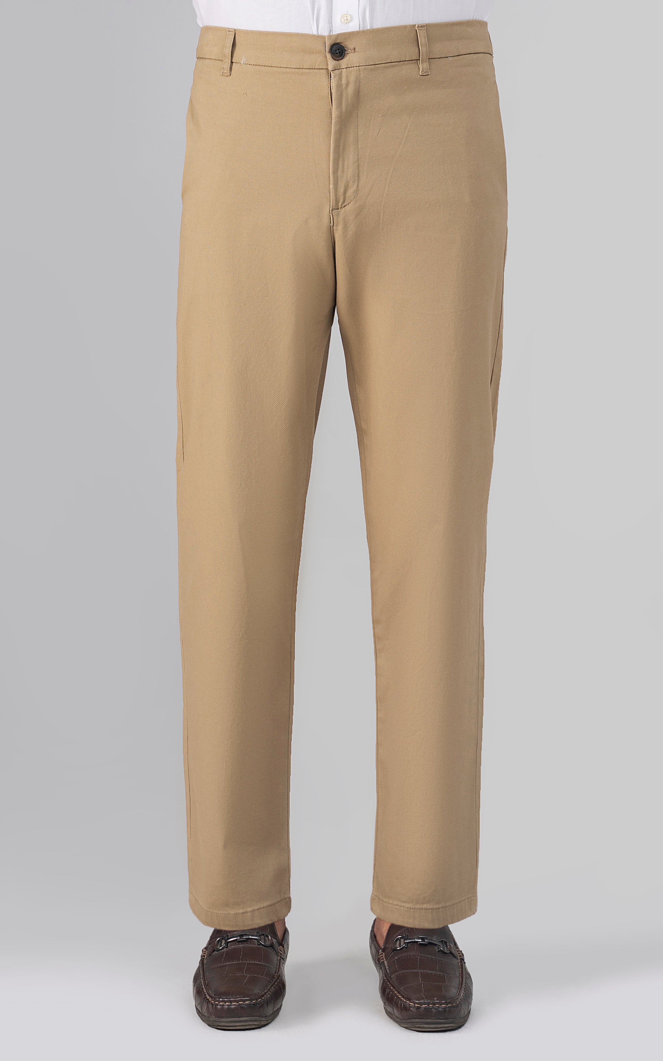 DOBBY LOOSE FIT CASUAL PANT KHAKI - Image 3