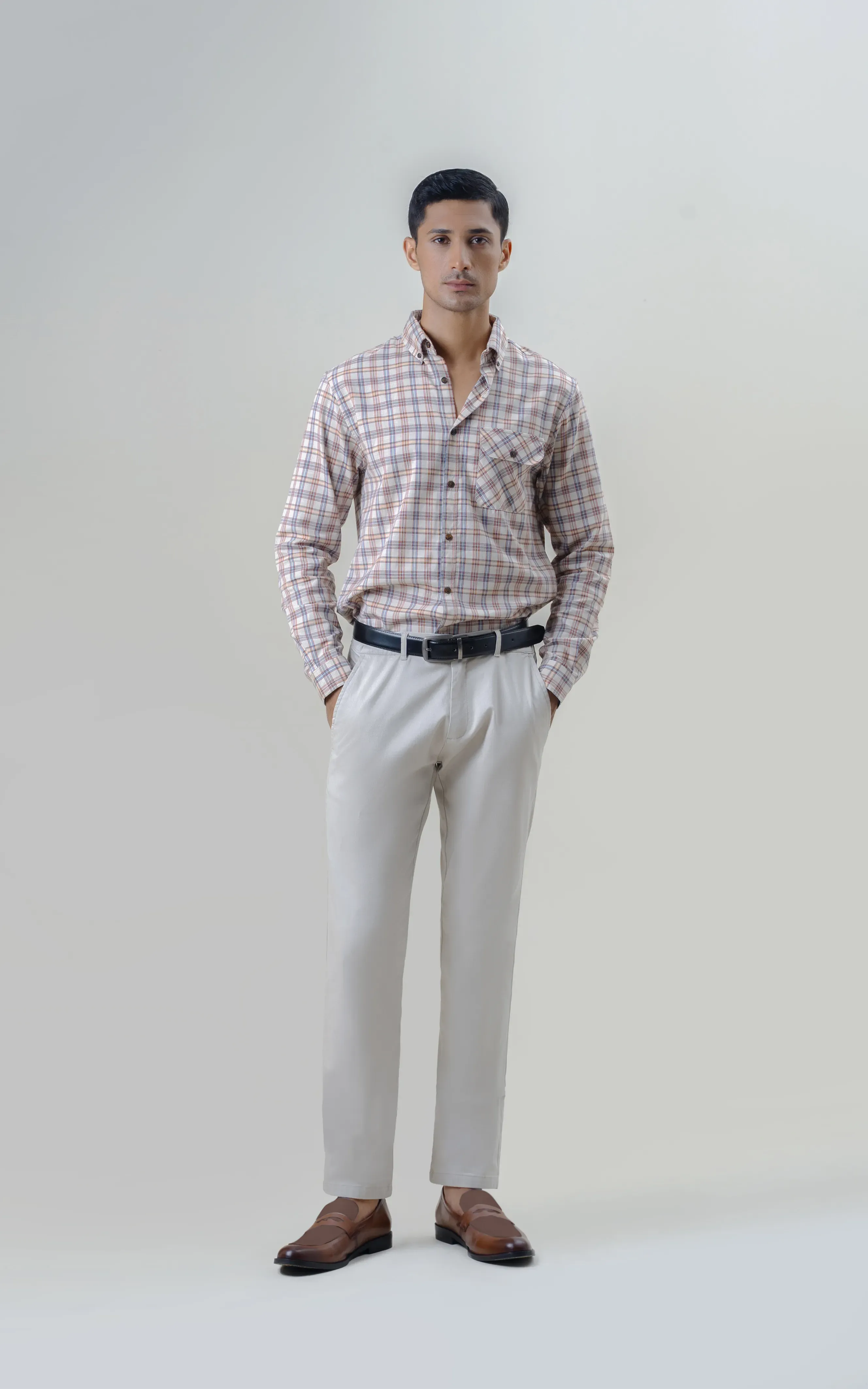 DOBBY SMART FIT CASUAL PANT BEIGE