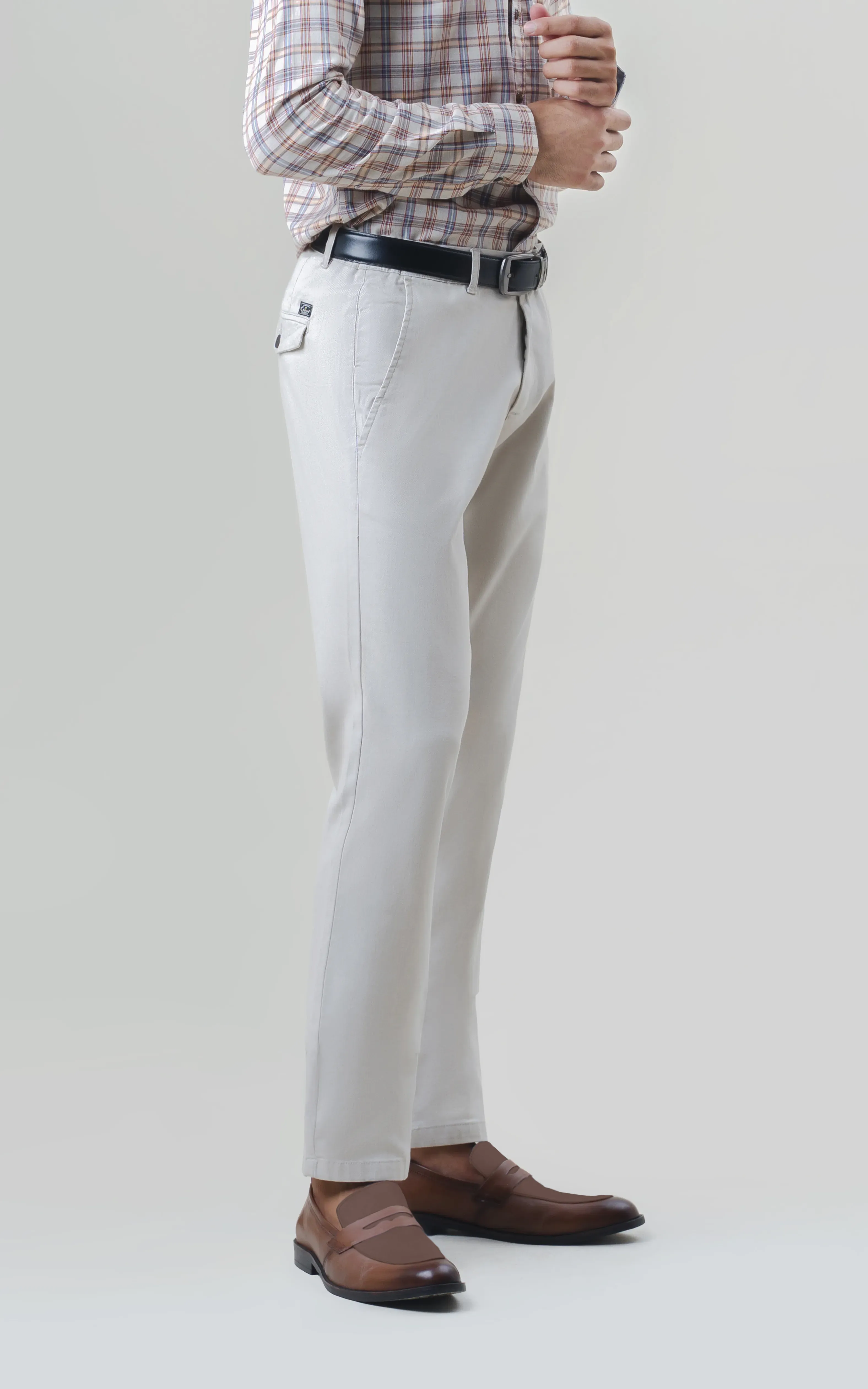 DOBBY SMART FIT CASUAL PANT BEIGE - Image 4