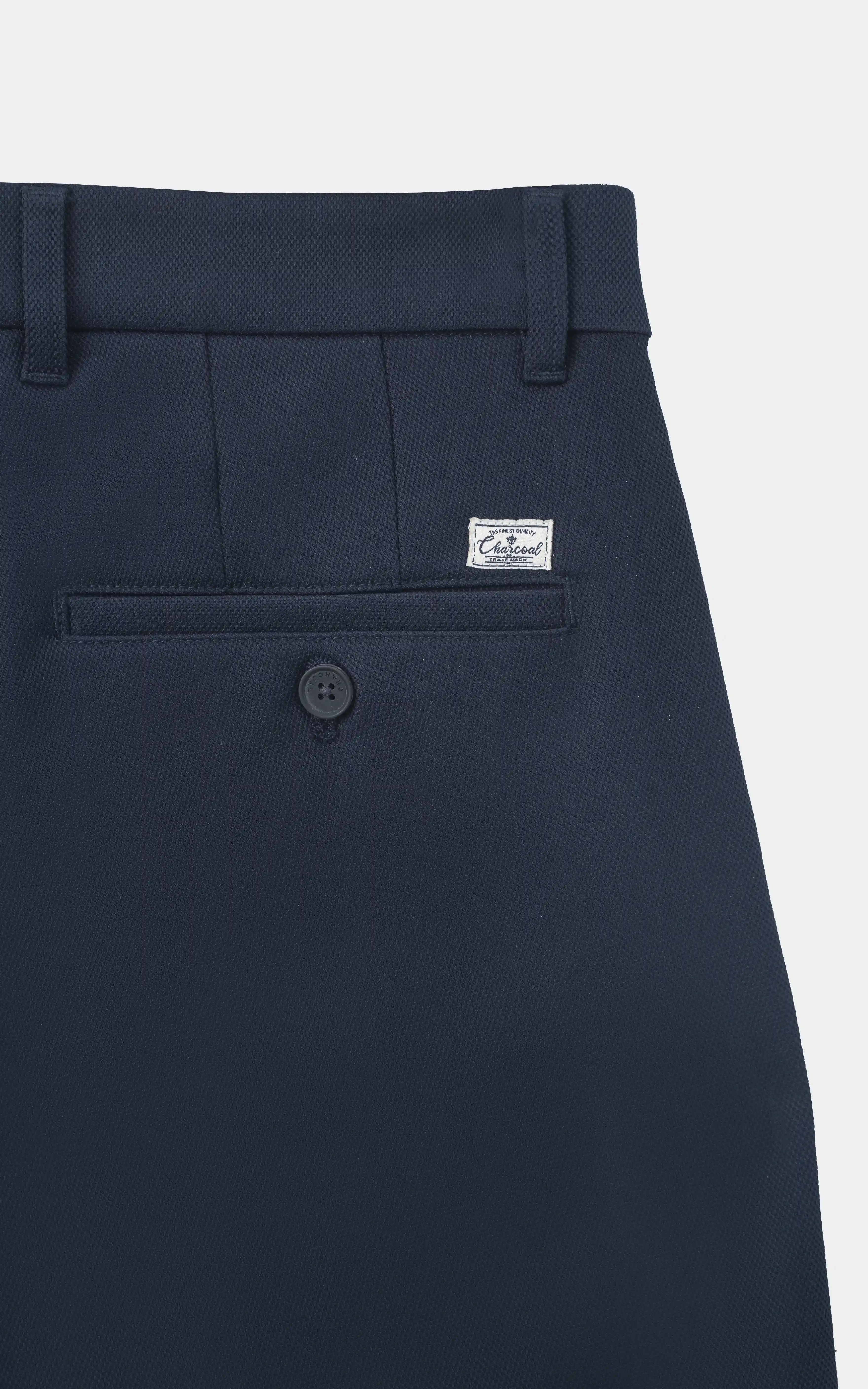 DOBBY SMART FIT CASUAL PANT NAVY - Image 4