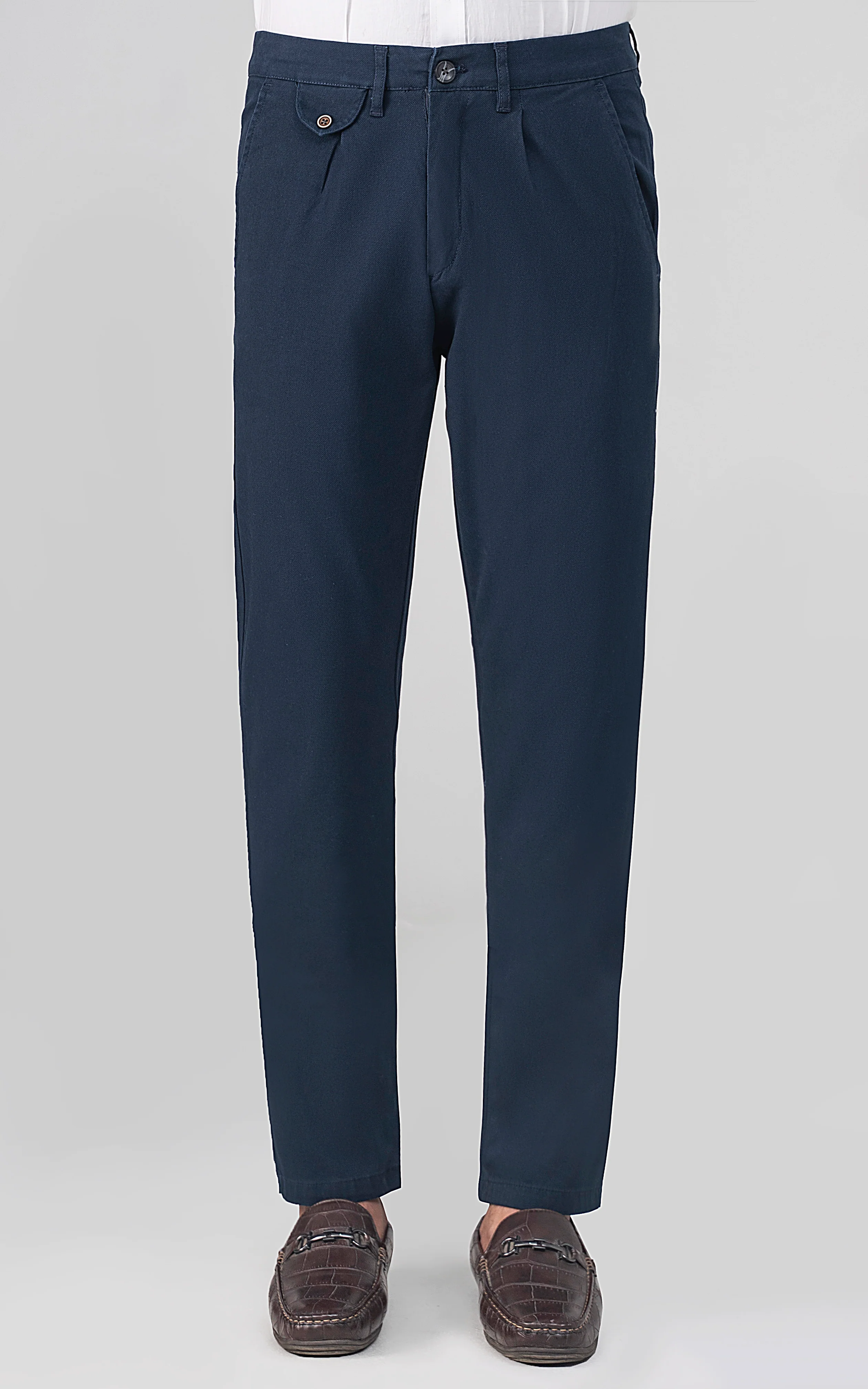 DOBBY SMART FIT CASUAL PANT NAVY - Image 3