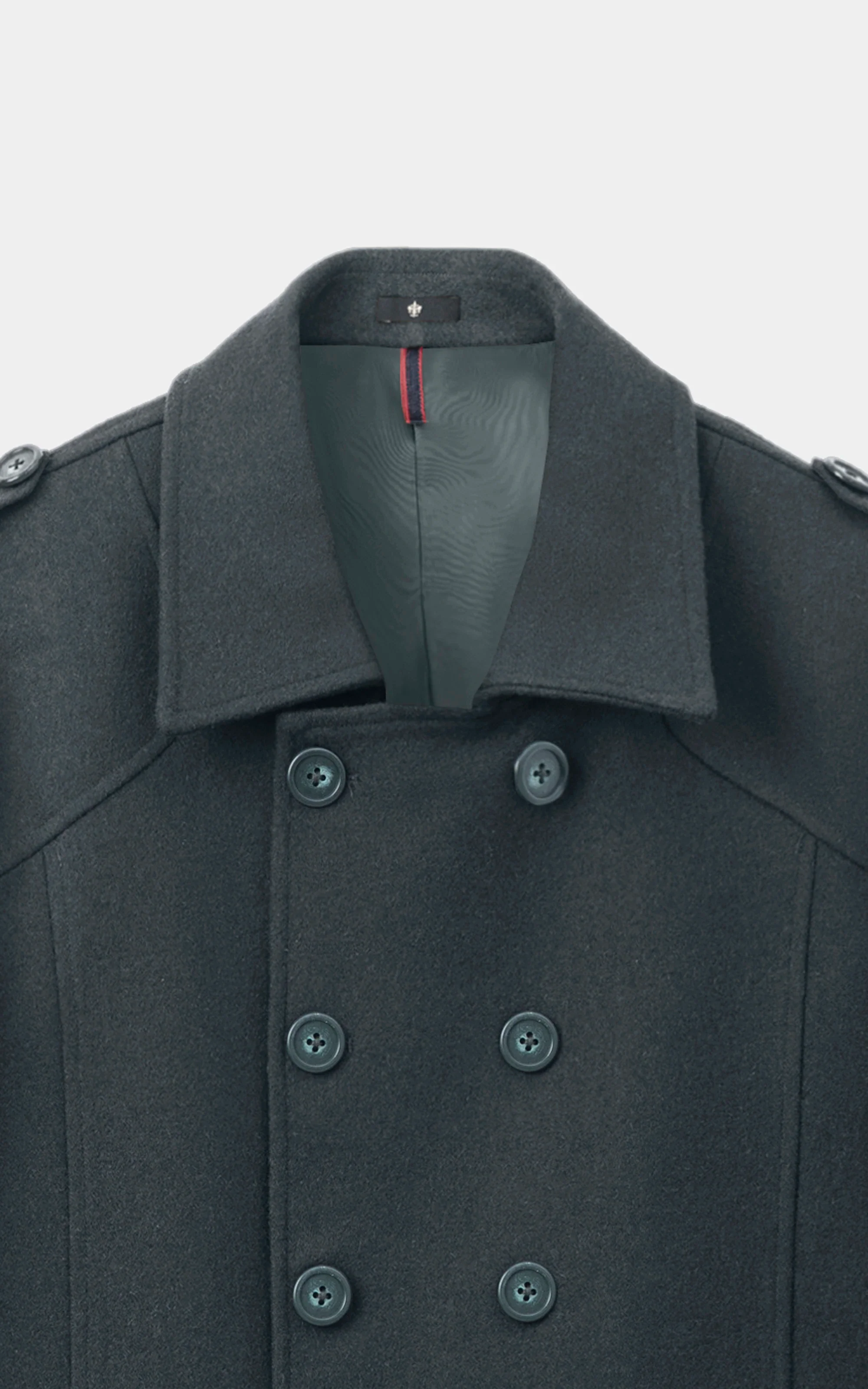 DOUBLE BREASTED PEACOAT DARK OLIVE - Image 2