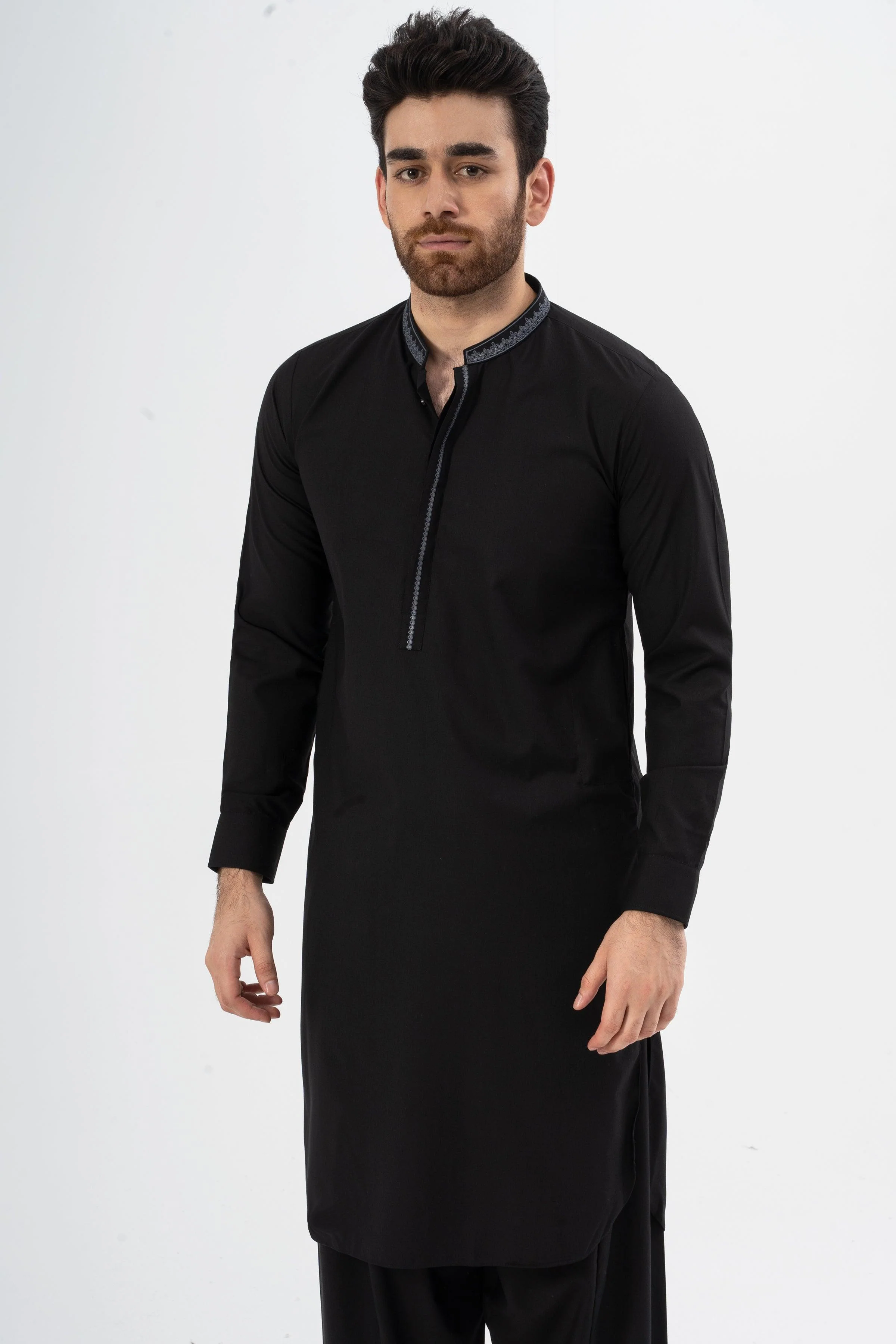 EMBROIDERED SHALWAR KAMEEZ BLACK - Image 2