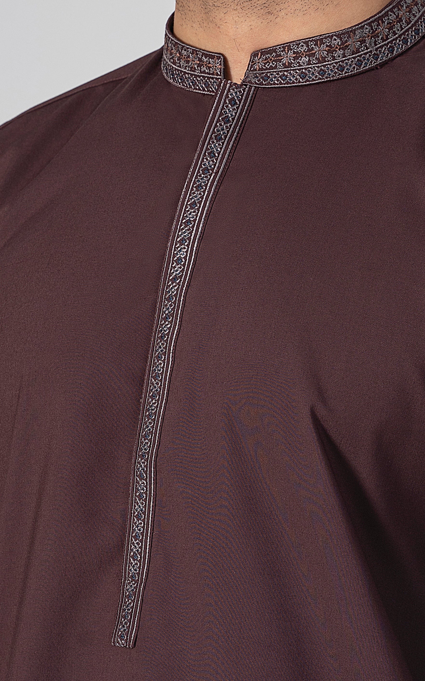 EMBROIDERED WASH & WEAR - PREMIUM COLLECTION DULL MAROON - Image 5