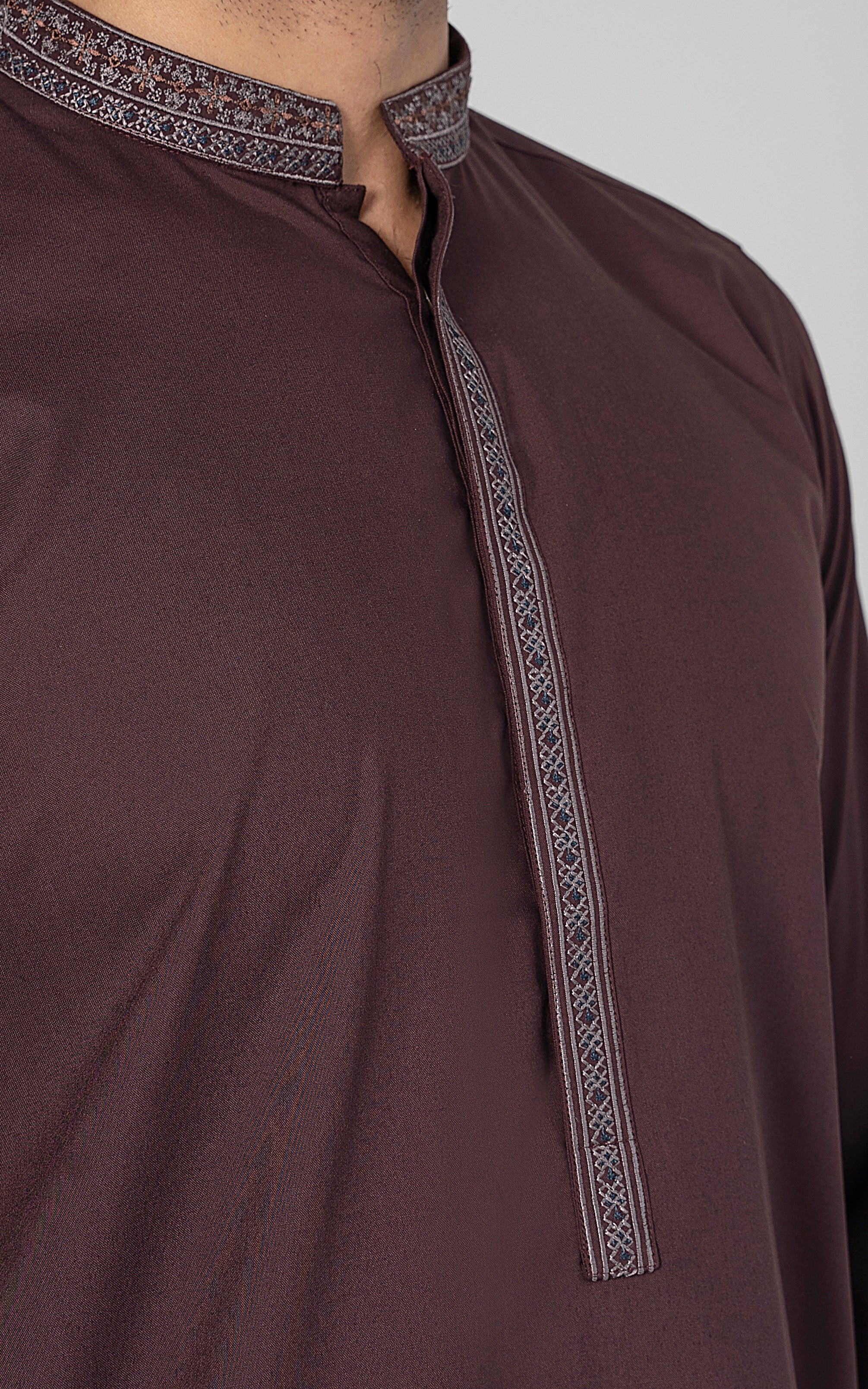 EMBROIDERED WASH & WEAR - PREMIUM COLLECTION DULL MAROON - Image 7