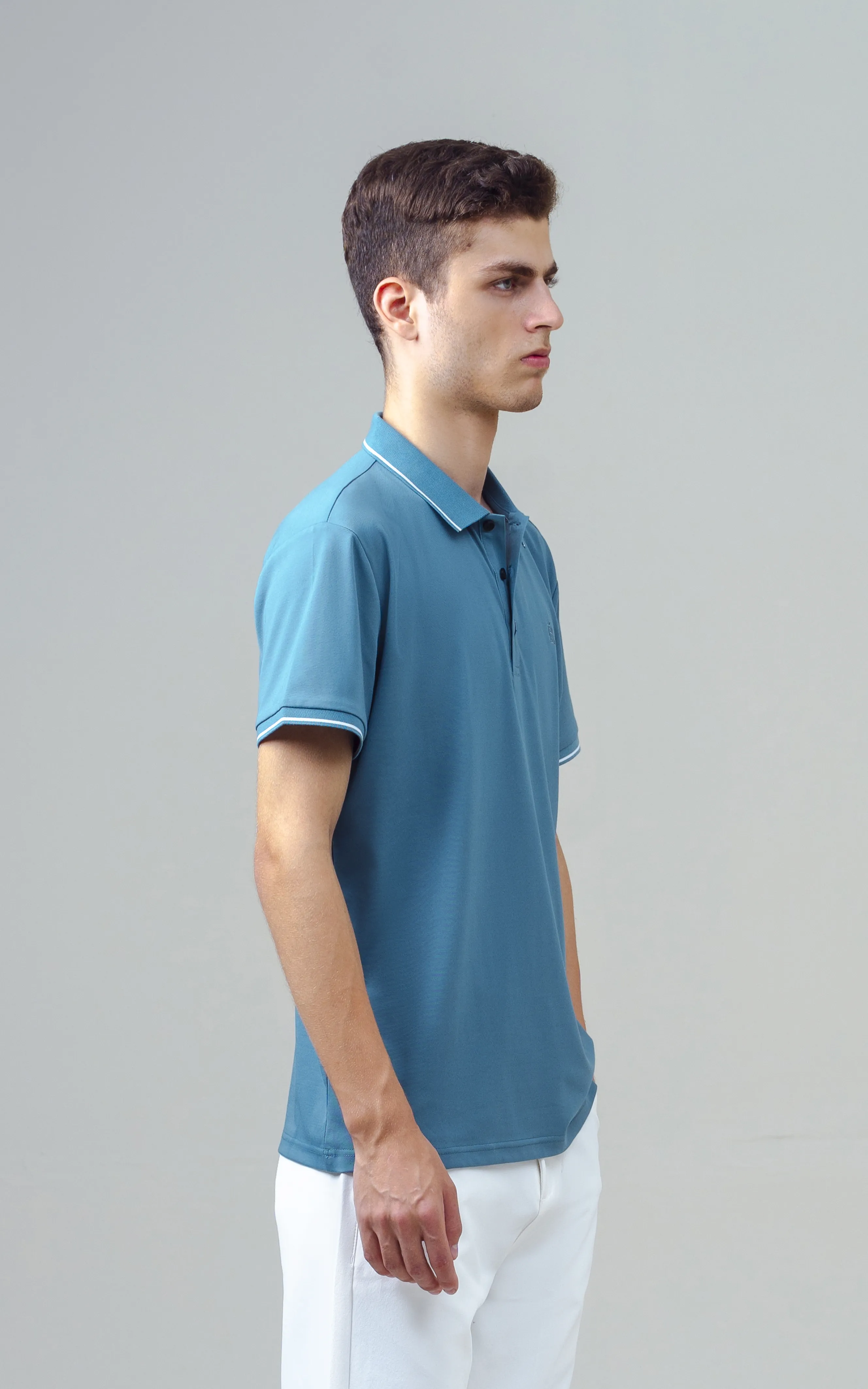 EXECUTIVE TIPPING POLO AQUA BLUE - Image 3