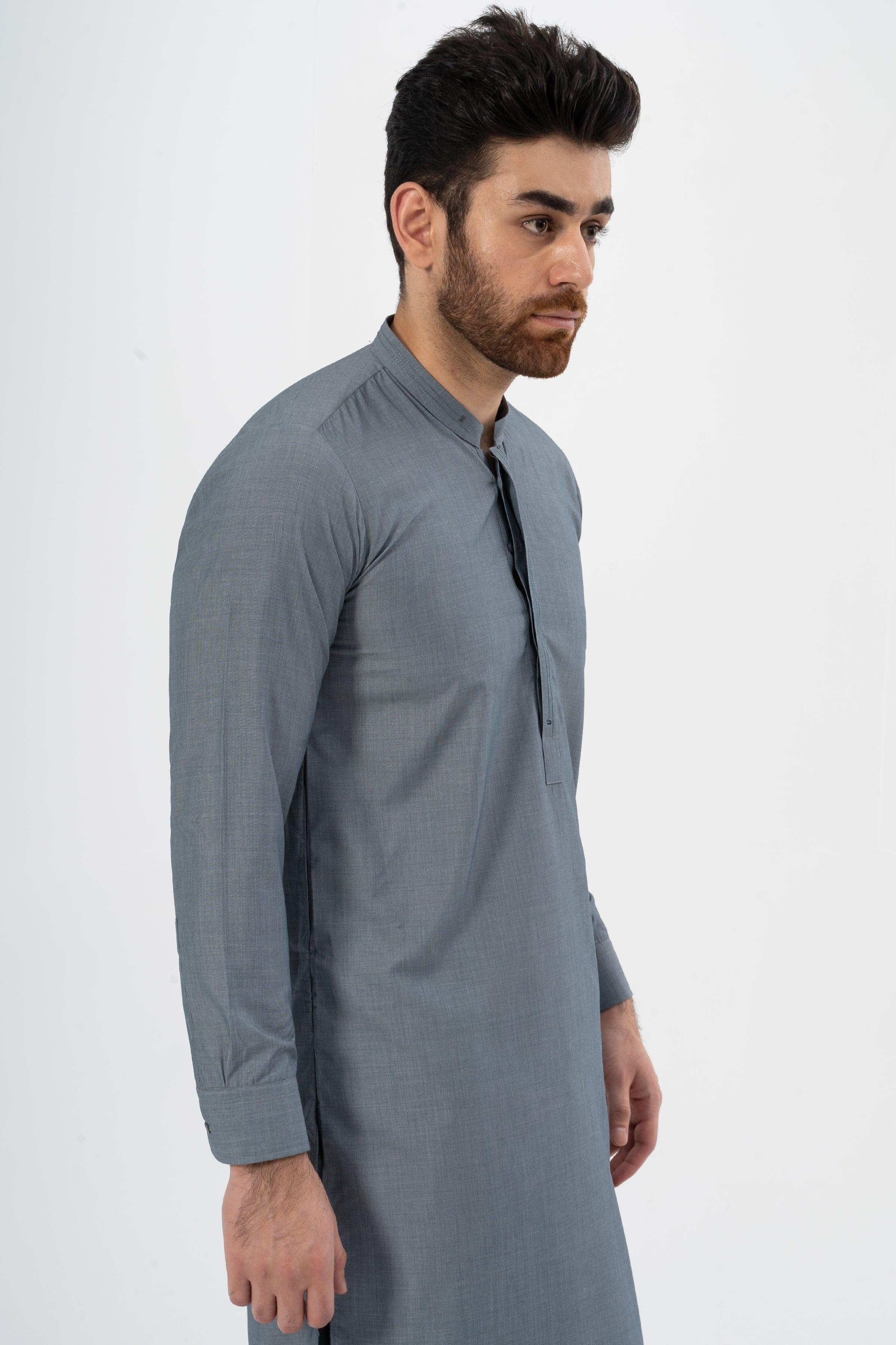 EXQUISITE TEXTURED SHALWAR KAMEEZ MID BLUE - Image 3
