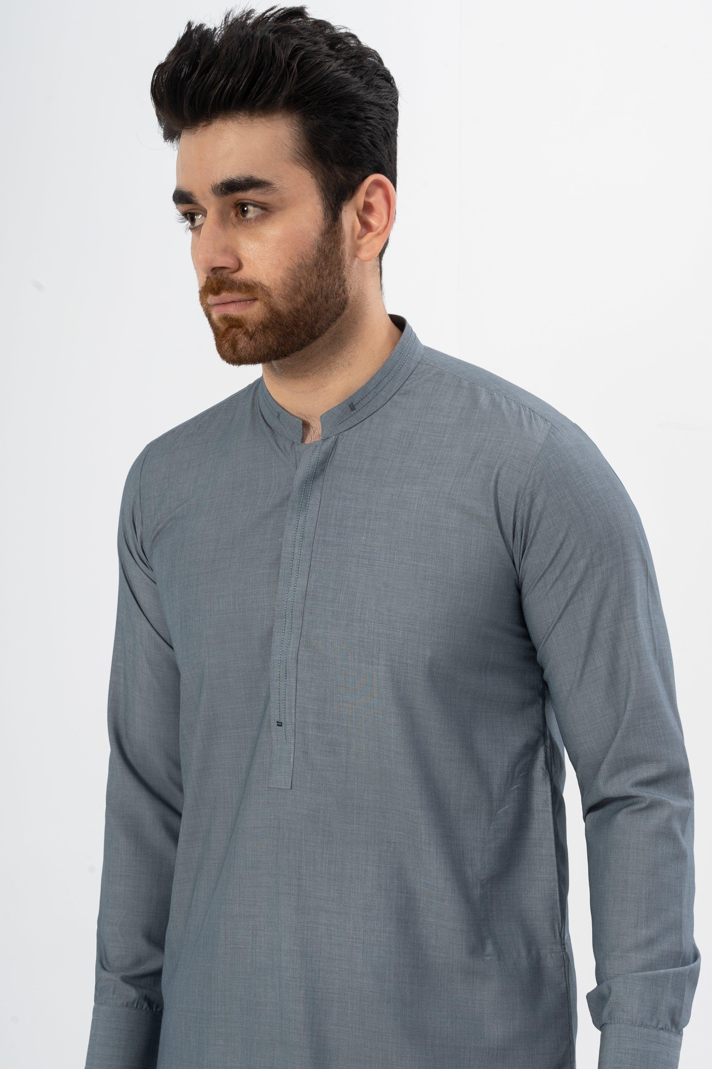EXQUISITE TEXTURED SHALWAR KAMEEZ MID BLUE - Image 4