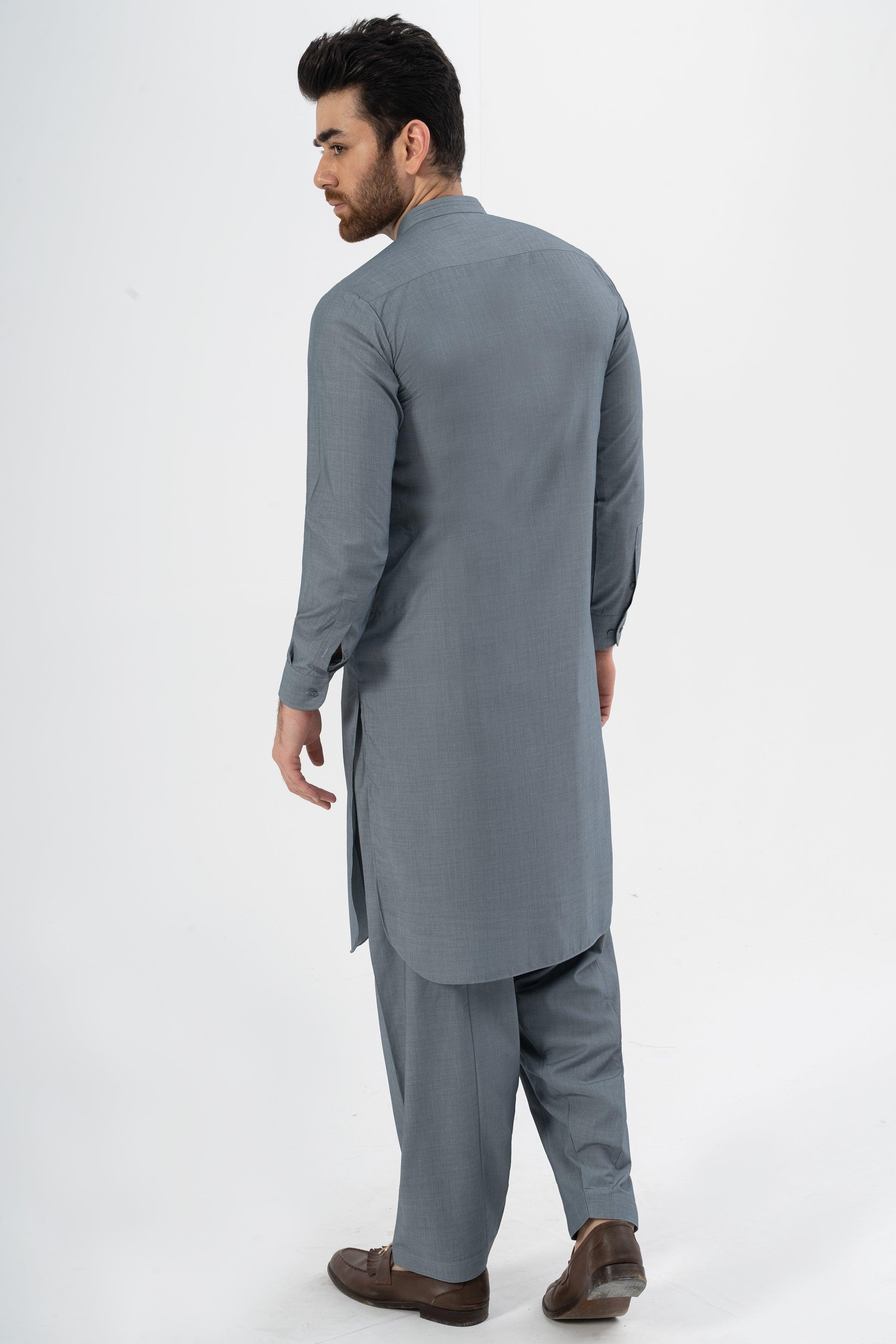 EXQUISITE TEXTURED SHALWAR KAMEEZ MID BLUE - Image 5