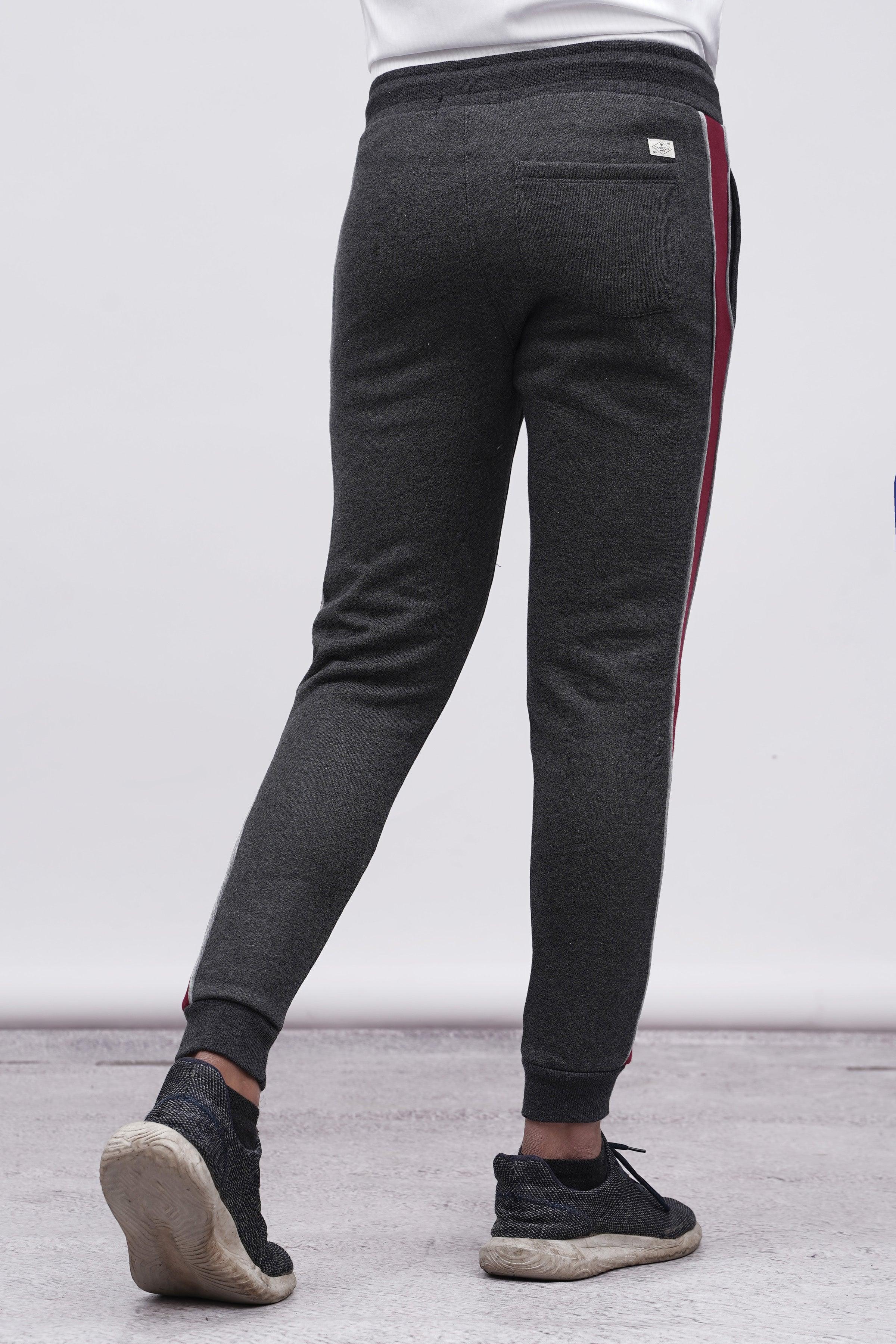 FLEECE CONTRAST PANNEL TROUSER CHARCOAL - Image 3