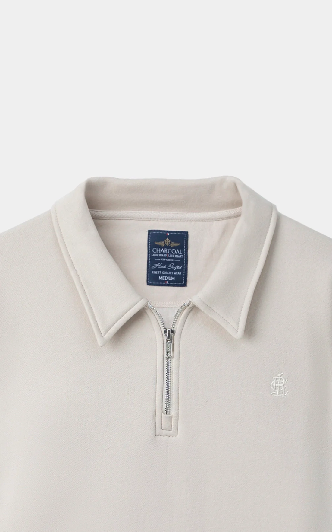 FLEECE EMBROIDERED COLLARED BEIGE - Image 2