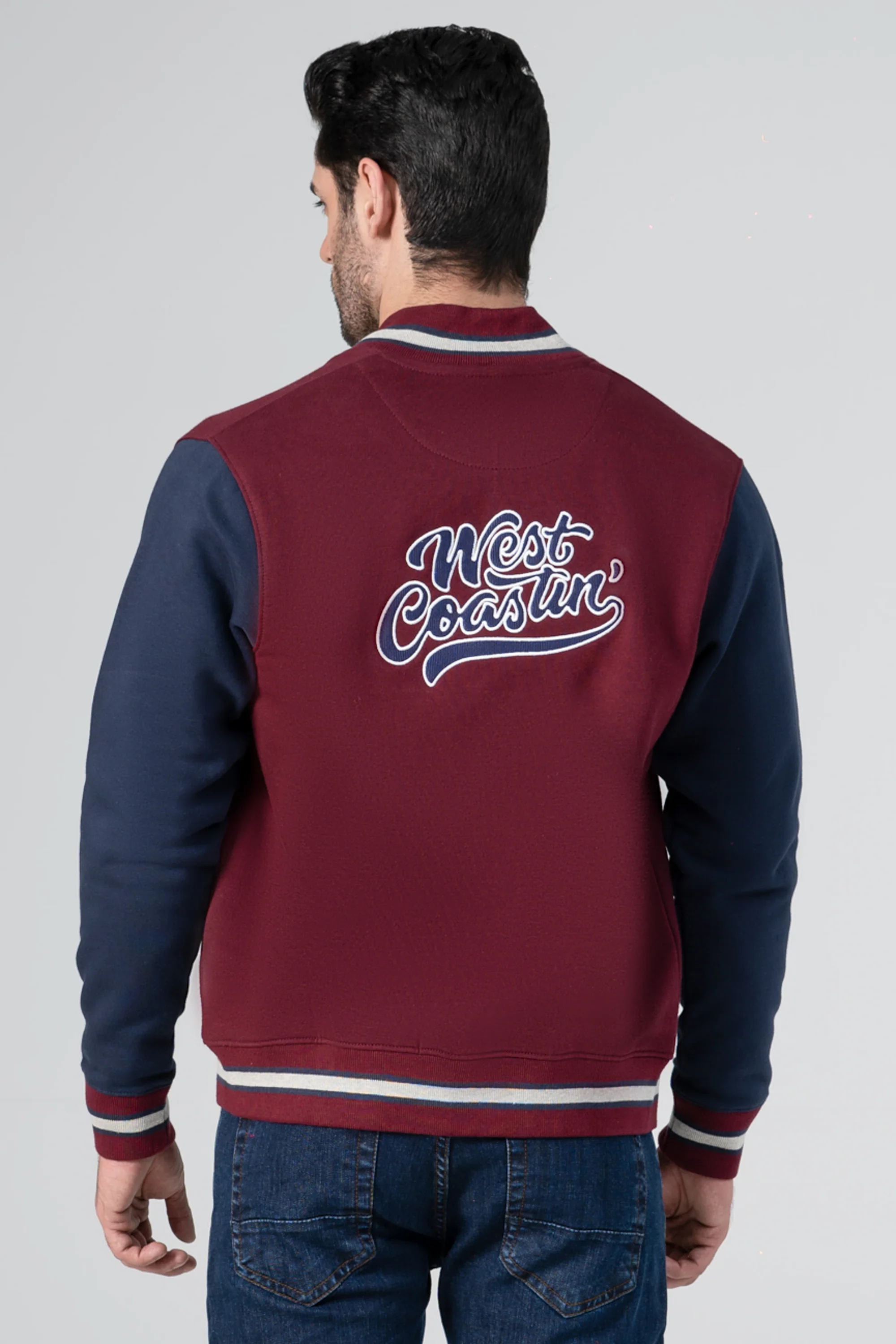 FRONT OPEN JACKET MAROON NAVY - Image 4