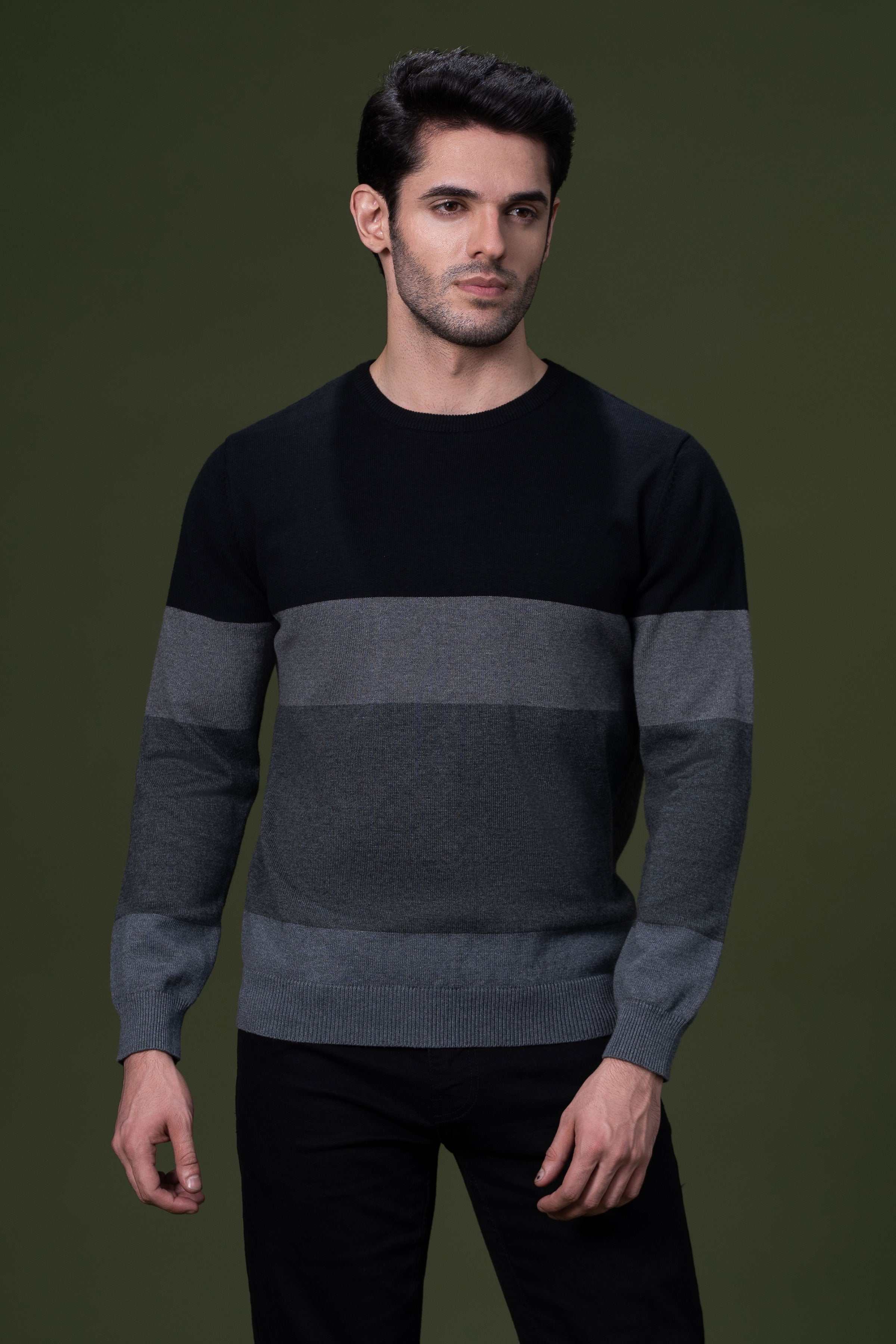 FULL SLEEVE SWEATER BLACK GREY - Image 2