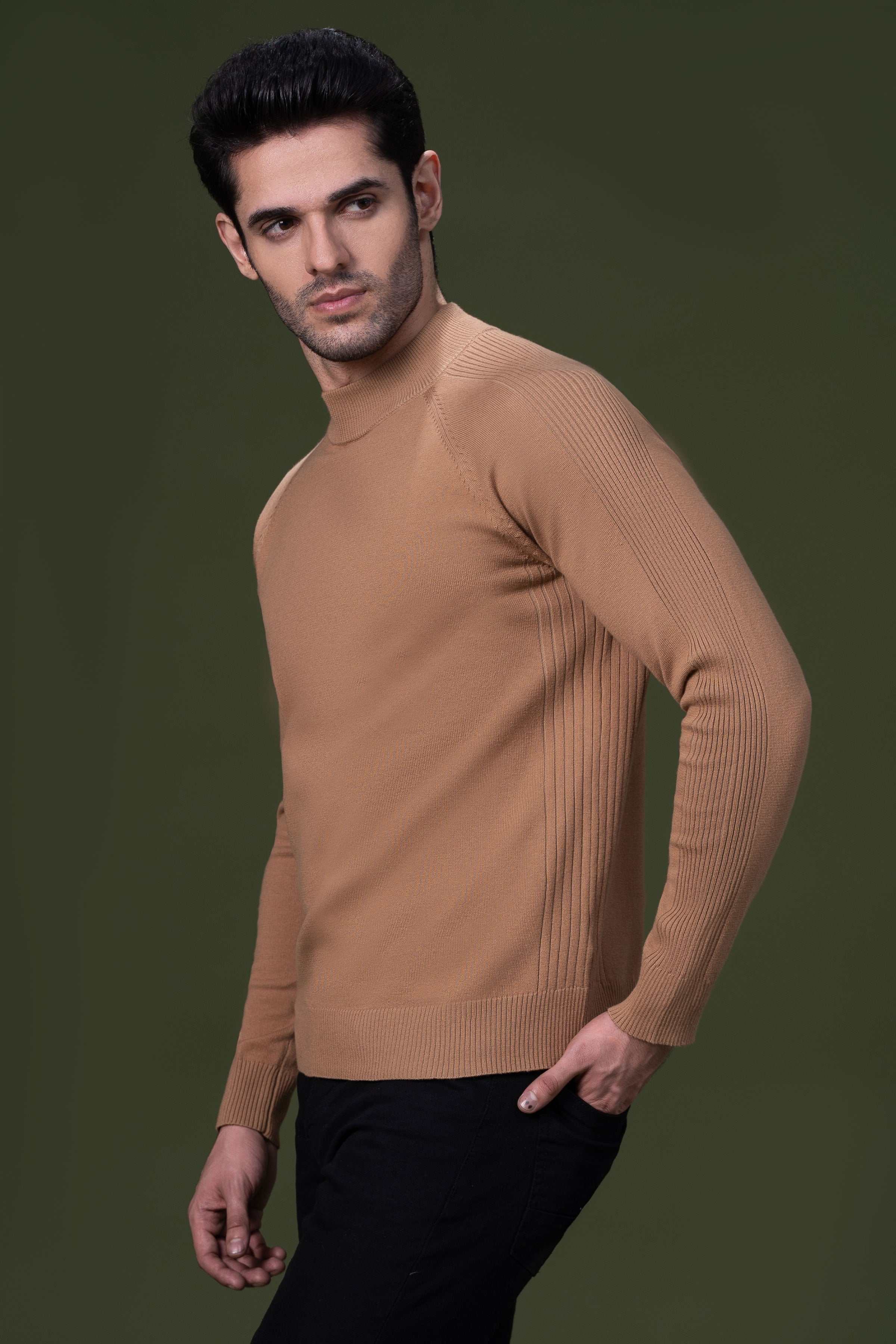 FULL SLEEVE SWEATER KHAKI - Image 3