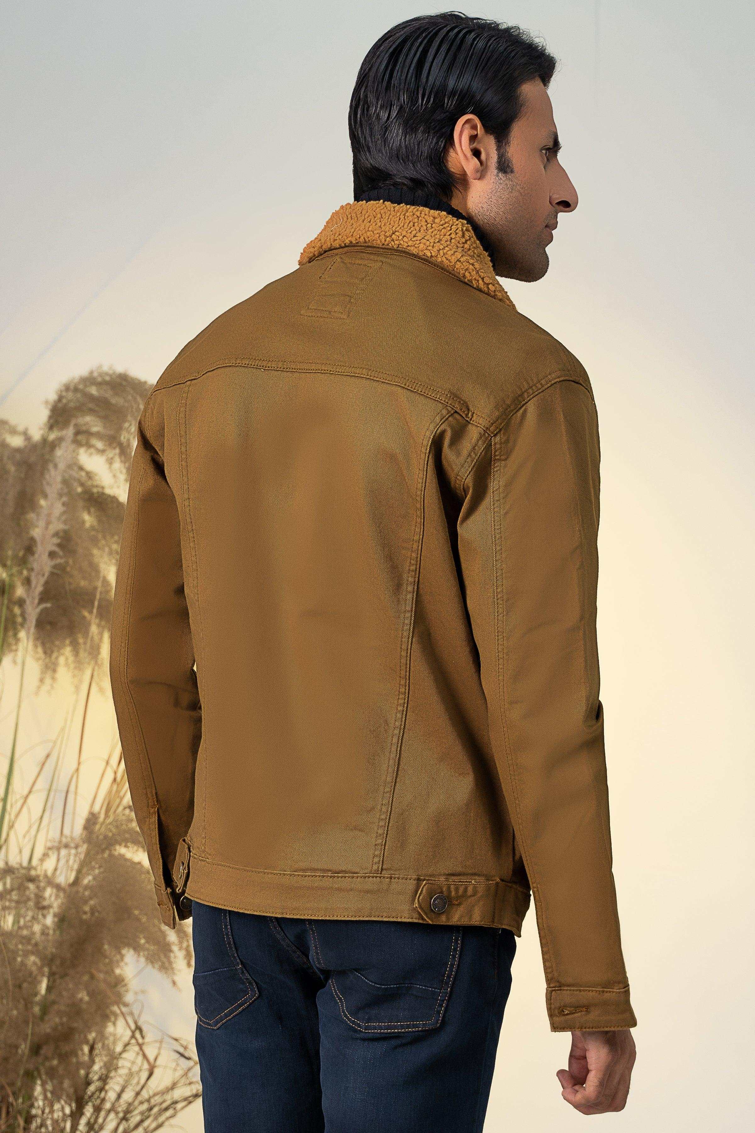 TWILL FUR COLLAR JACKET DARK KHAKI - Image 3