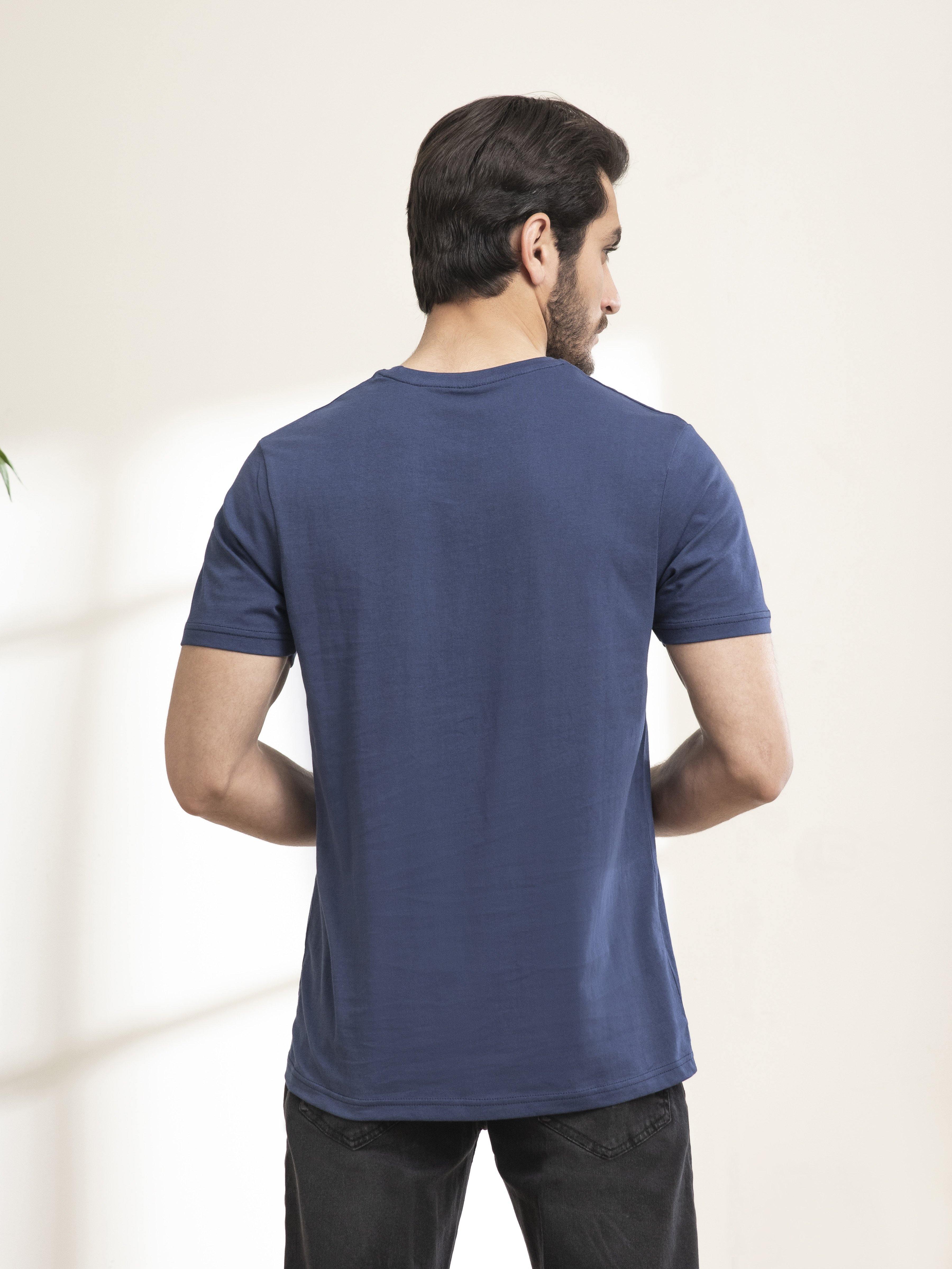 GRAPHIC T SHIRT CREW NECK NAVY BLUE - Image 4