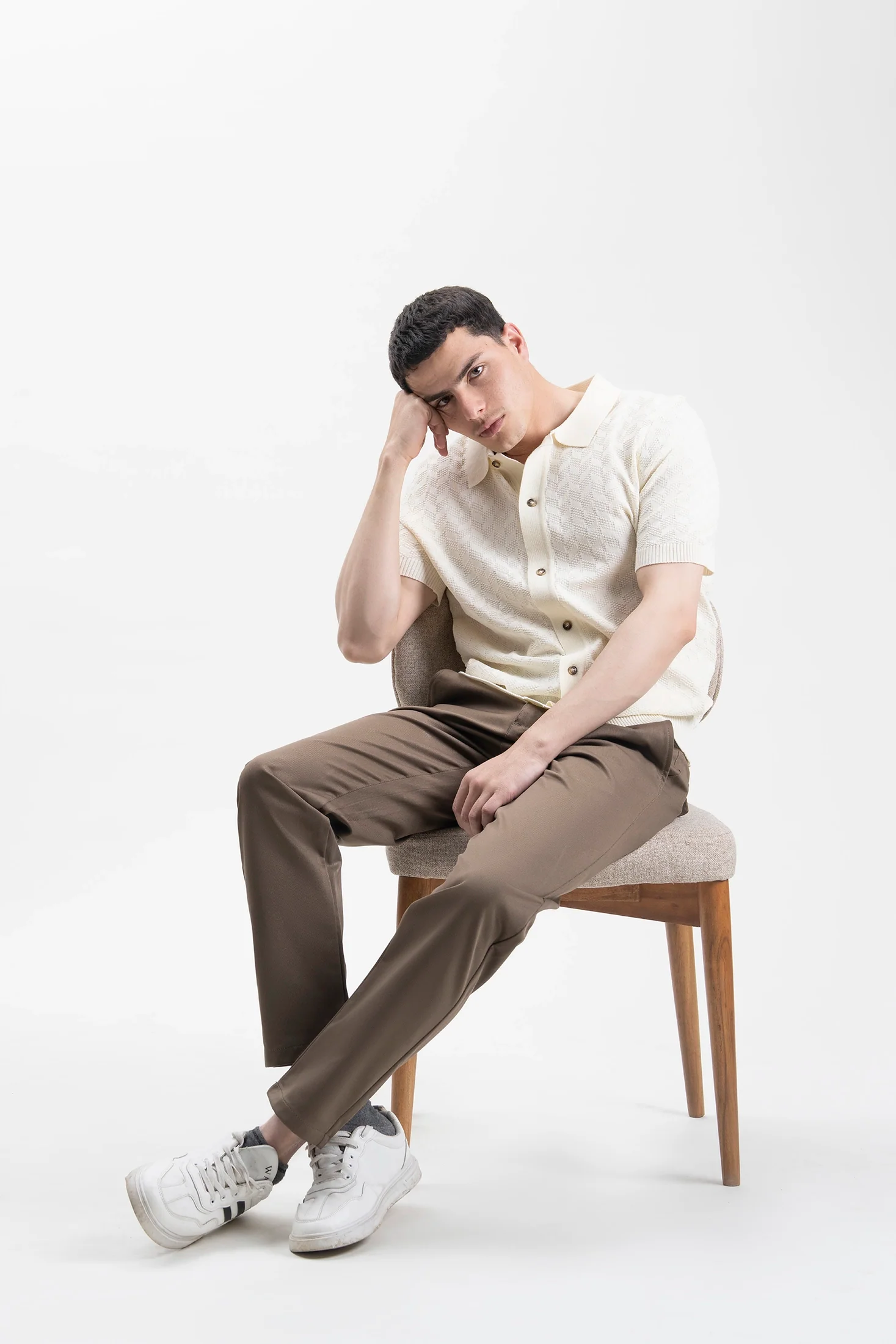 HALF SLEEVES SWEATER KNIT SHIRT OFF WHITE - Image 3