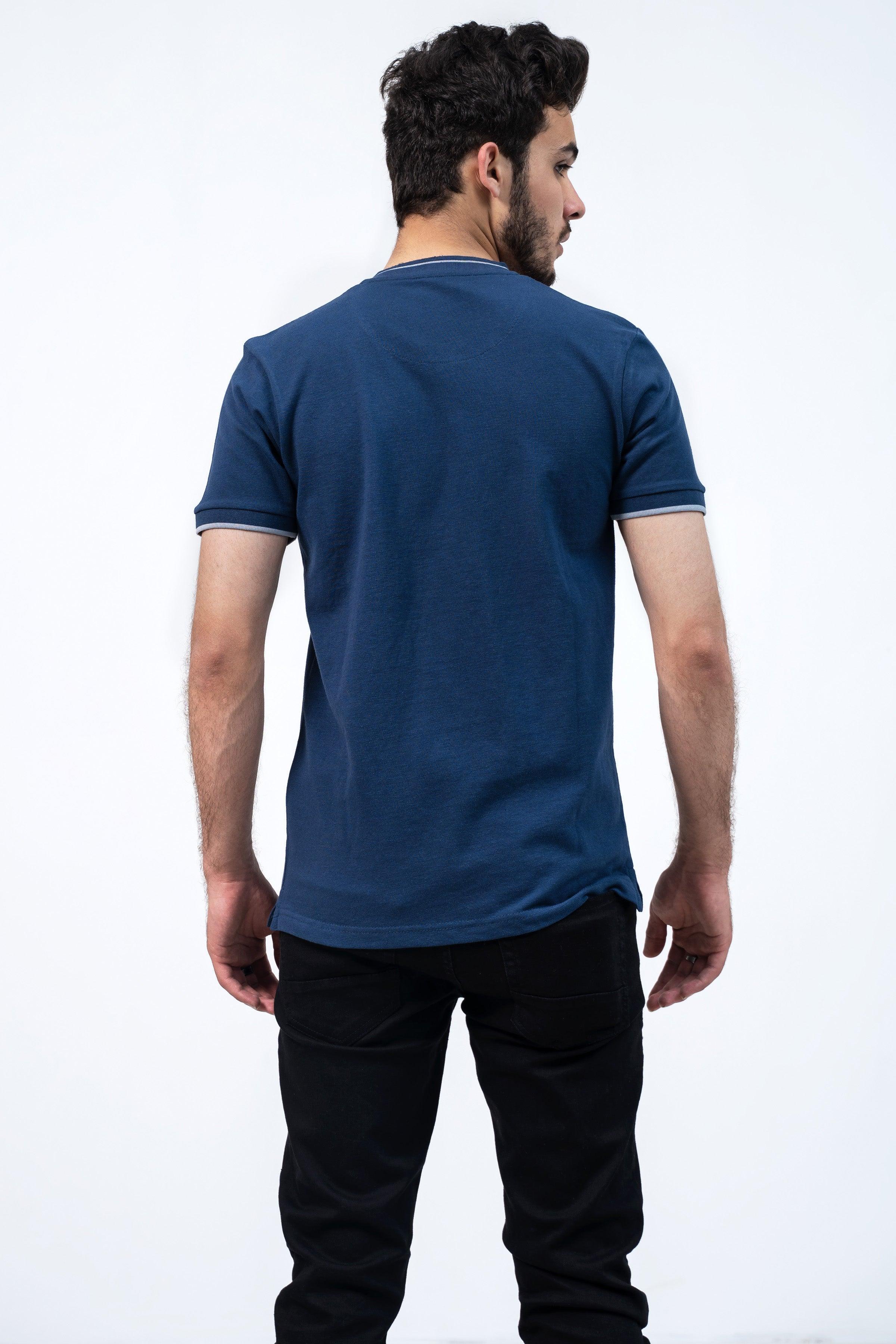 HENLEY T-SHIRT BLUE - Image 3