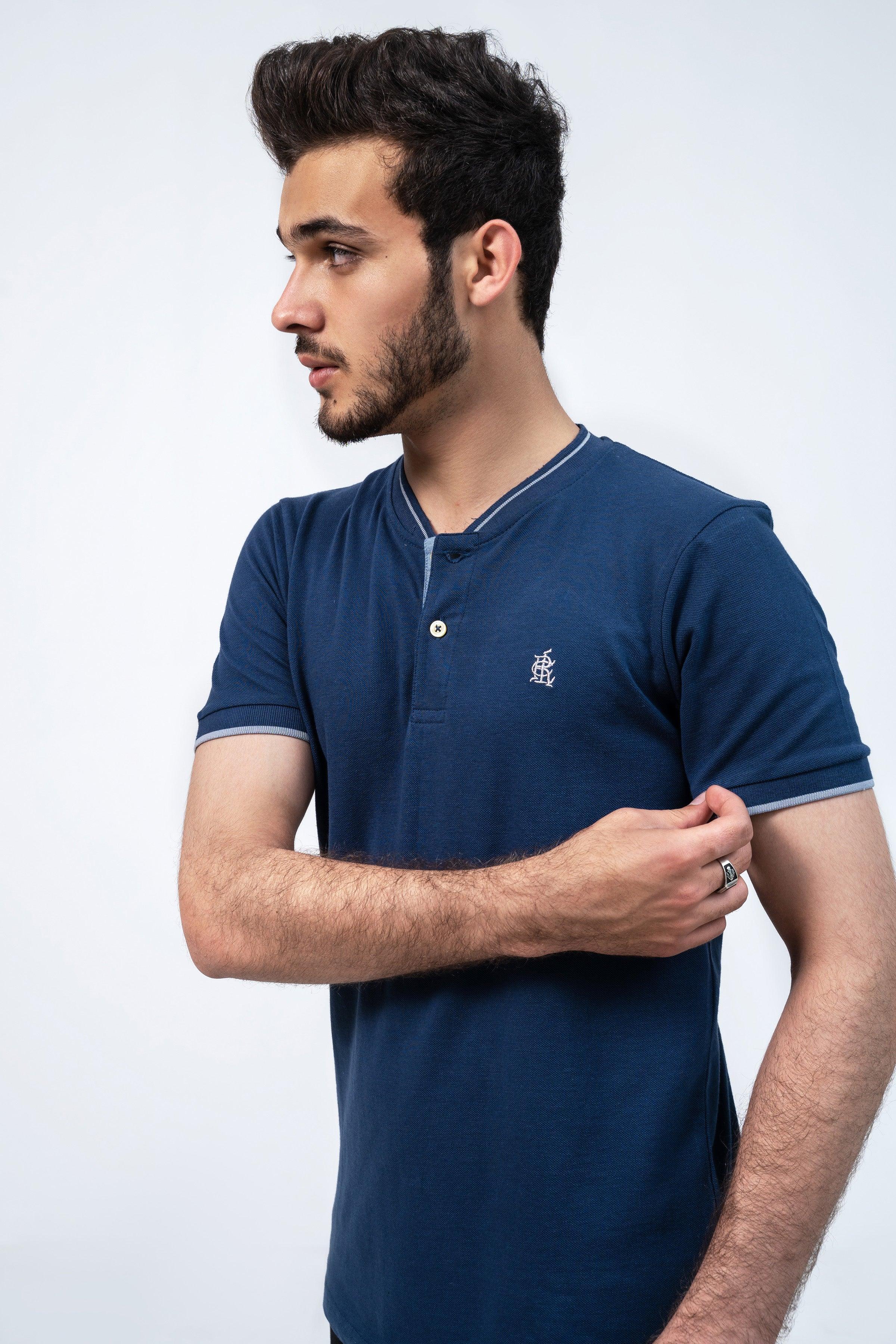 HENLEY T-SHIRT BLUE - Image 4