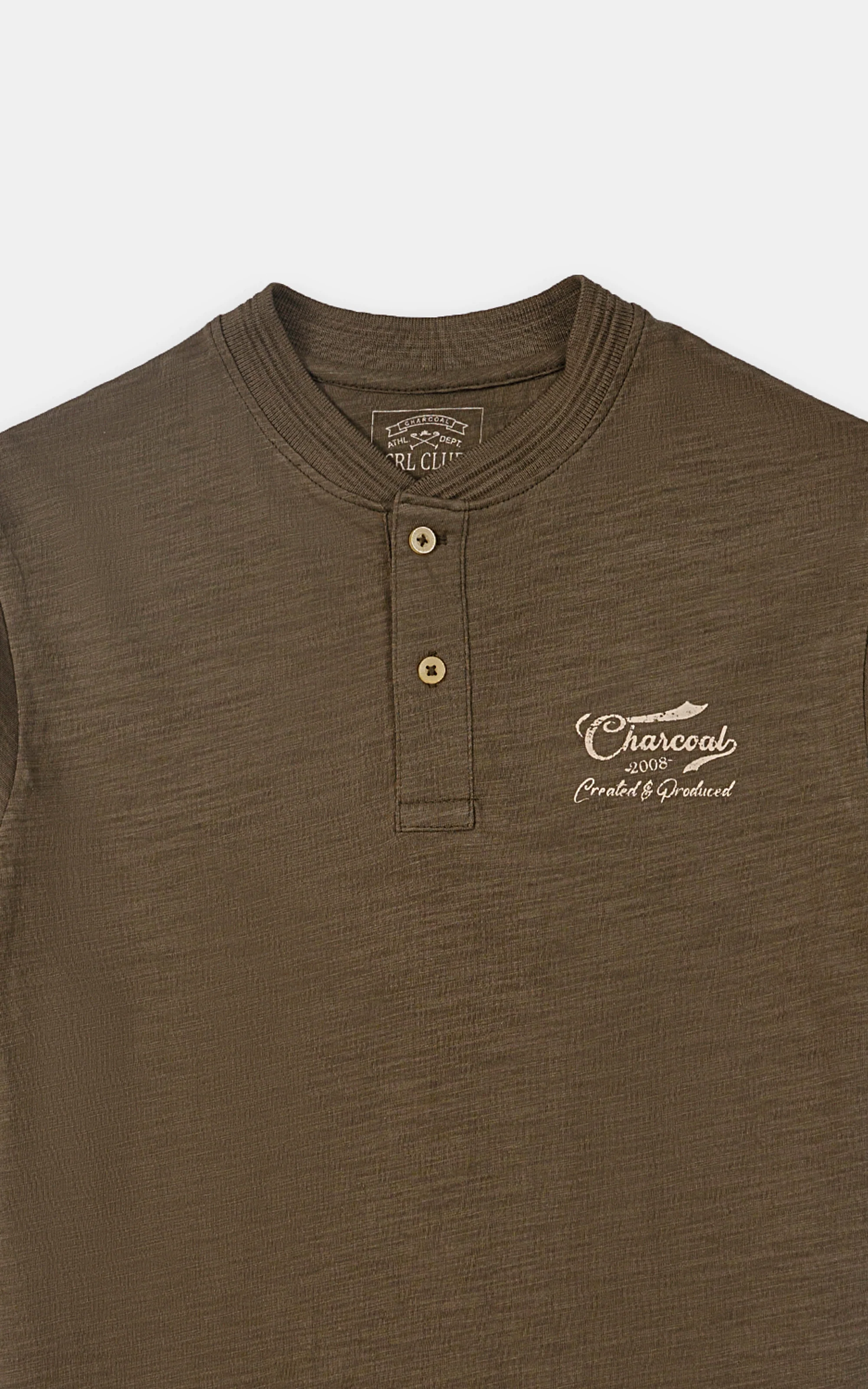 HENLEY T-SHIRT OLIVE GREEN - Image 2