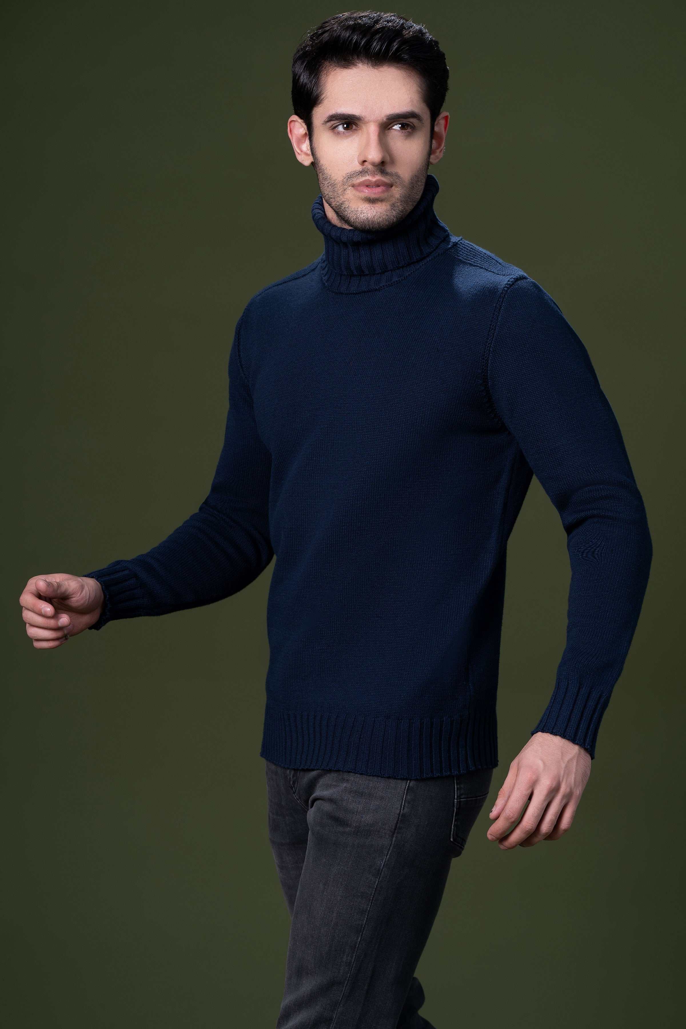 HIGH NECK SWEATER NAVY - Image 2