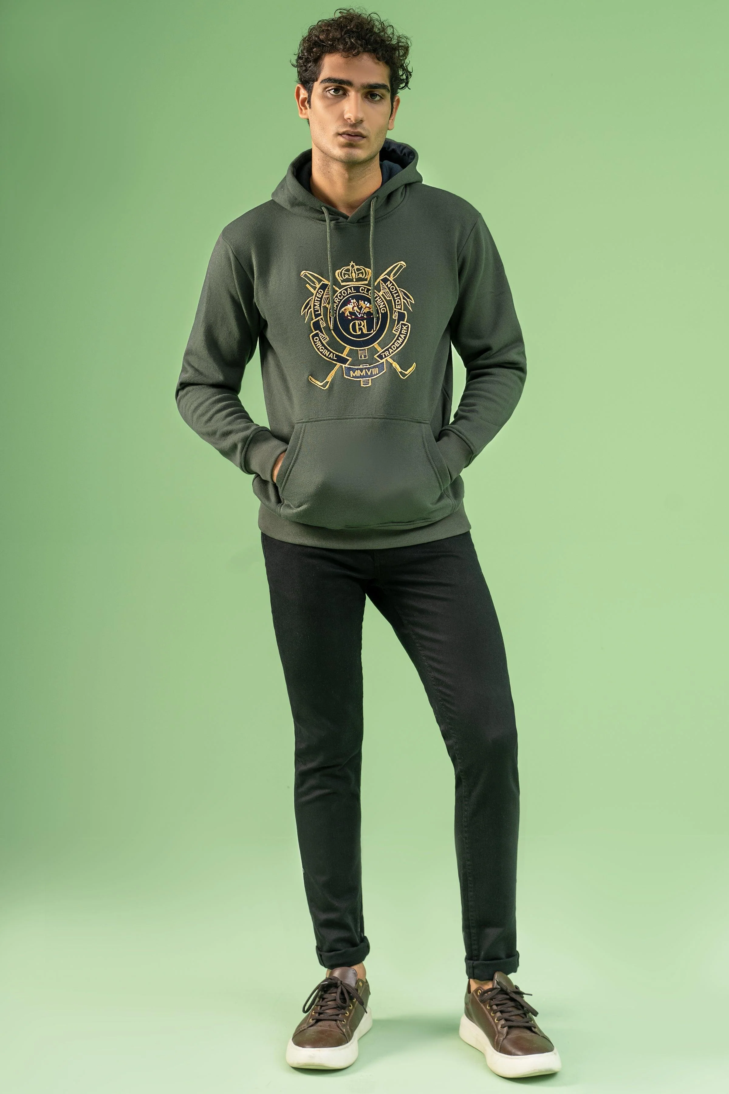 KANGROO POCKET HOODIE GREEN