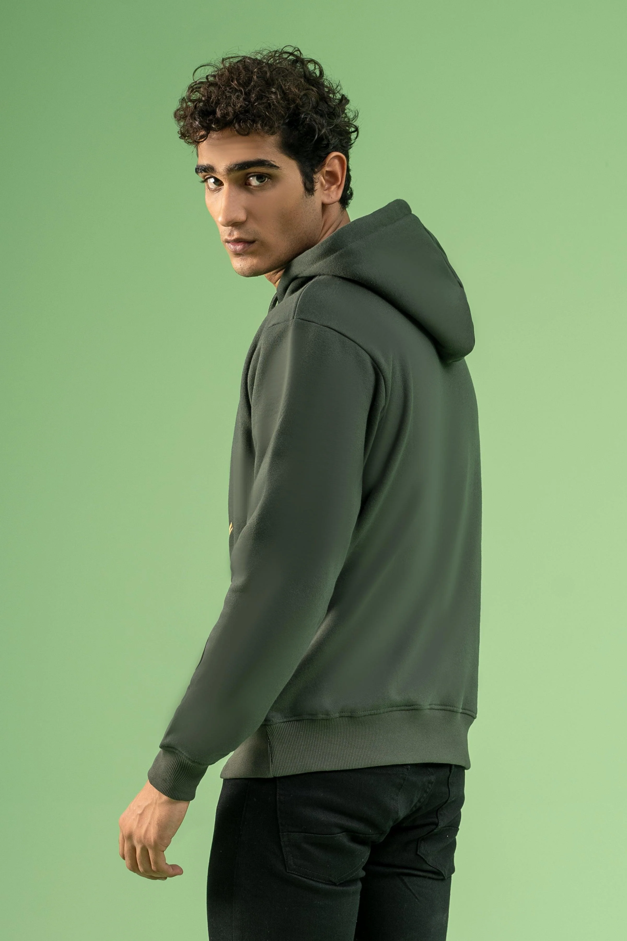 KANGROO POCKET HOODIE GREEN - Image 3